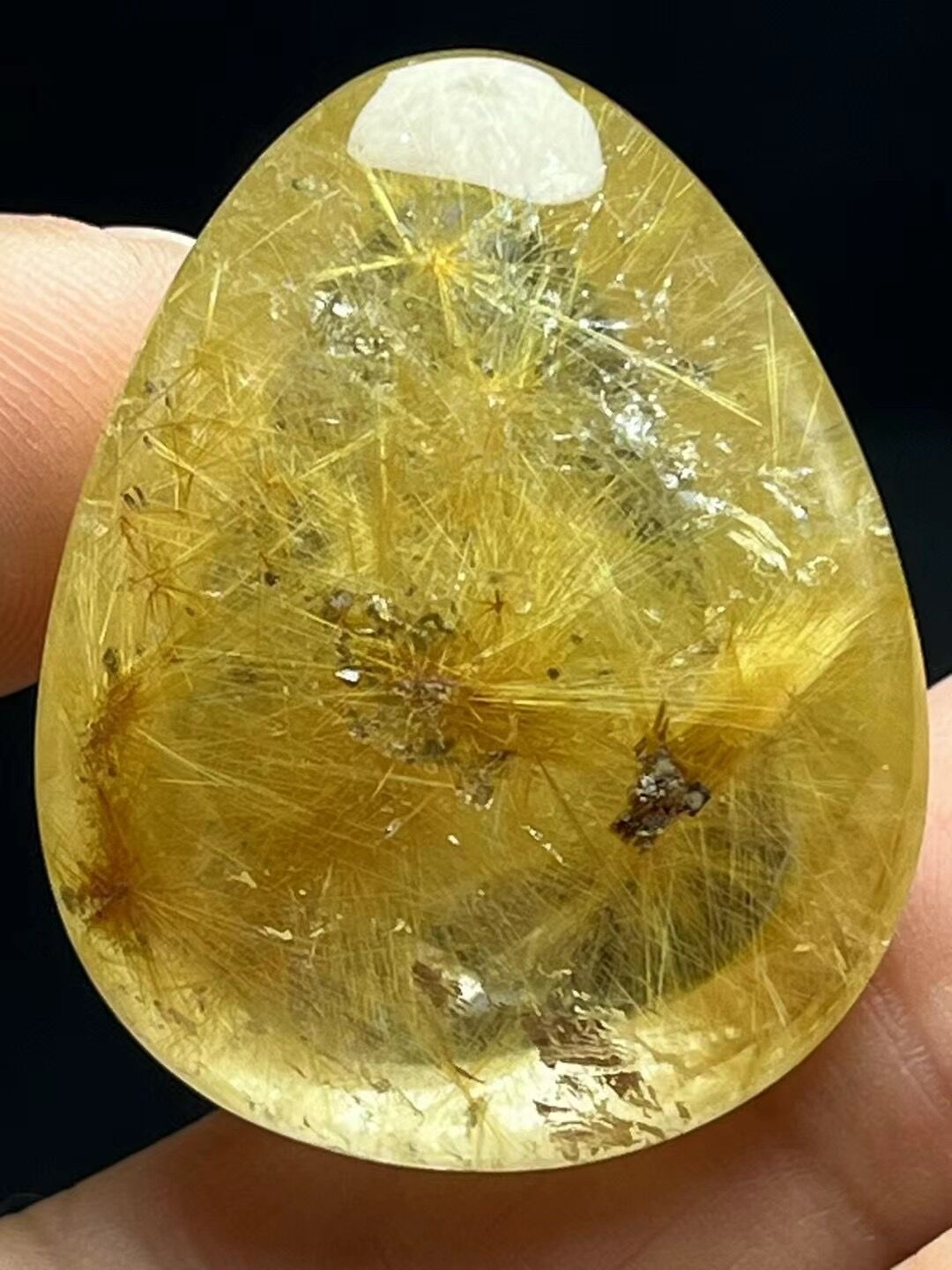 Natural Clear Gold Flower Rutilated Quartz Drop Shaped Pendant/Rutile Crystal Quartz bead/Beautiful Scenic included/special gift-30*27*16 mm 18 g