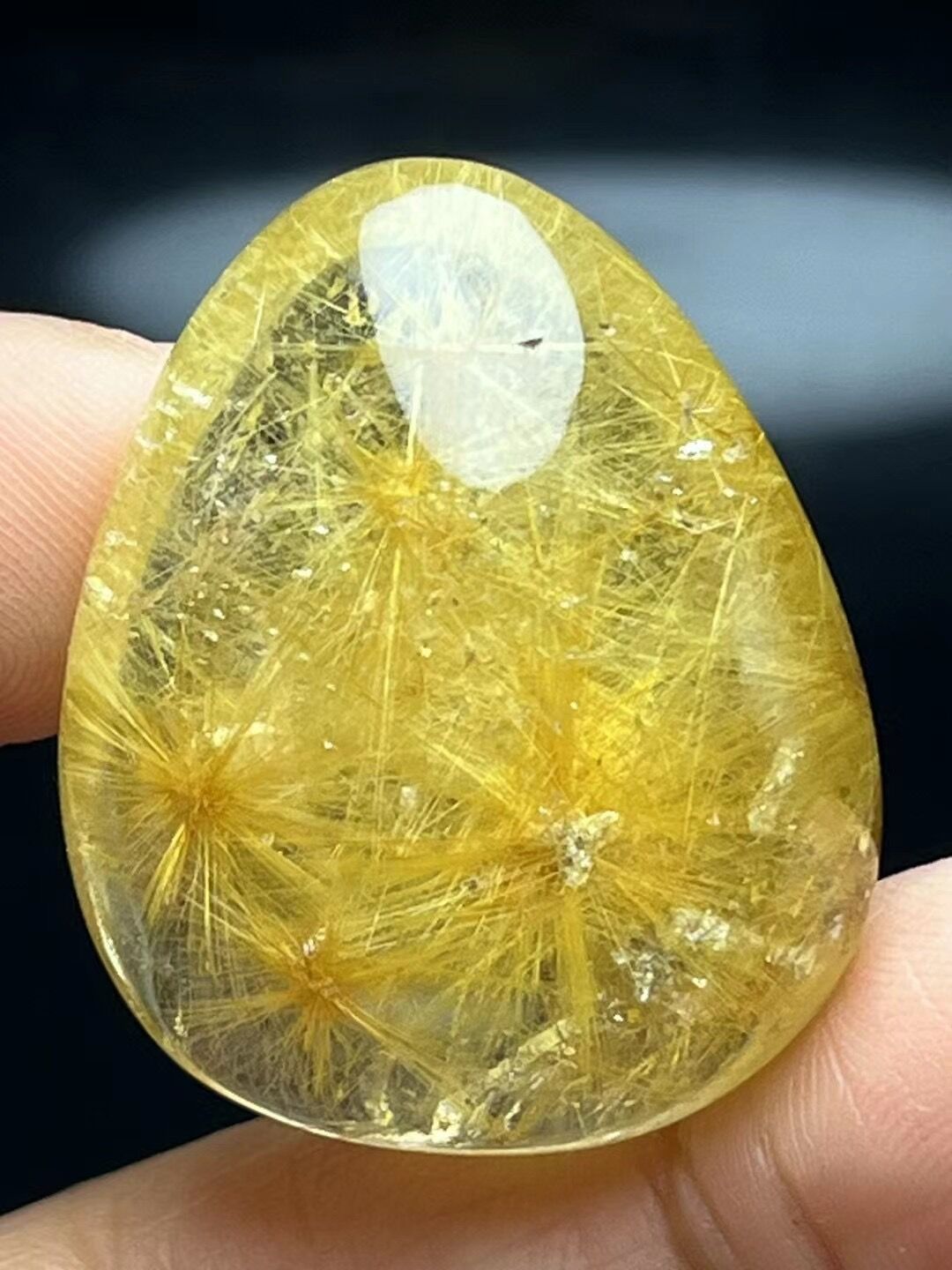 Natural Clear Gold Flower Rutilated Quartz Drop Shaped Pendant/Rutile Crystal Quartz bead/Beautiful Scenic included/special gift-30*27*16 mm 18 g