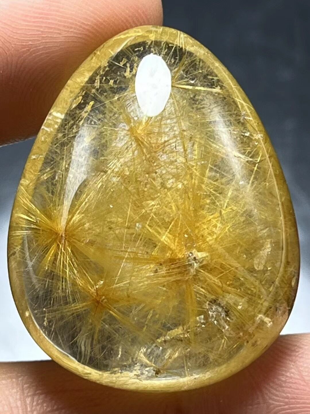 Natural Clear Gold Flower Rutilated Quartz Drop Shaped Pendant/Rutile Crystal Quartz bead/Beautiful Scenic included/special gift-30*27*16 mm 18 g