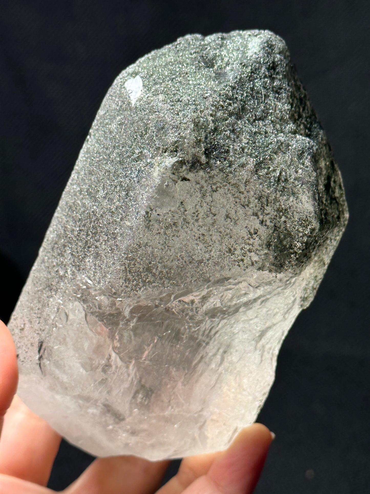 Shining Raw Himalayan Self-Healed Green Phantom Crystal Quartz Point/Chlorite Castle Quartz from Tibet- 132*71*60 mm 731 g