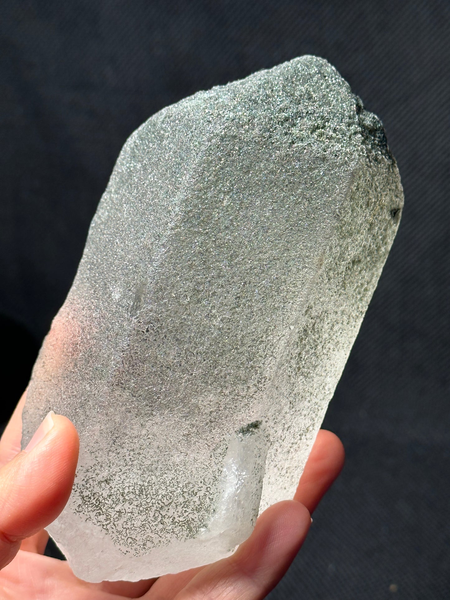 Shining Raw Himalayan Self-Healed Green Phantom Crystal Quartz Point/Chlorite Castle Quartz from Tibet- 132*71*60 mm 731 g