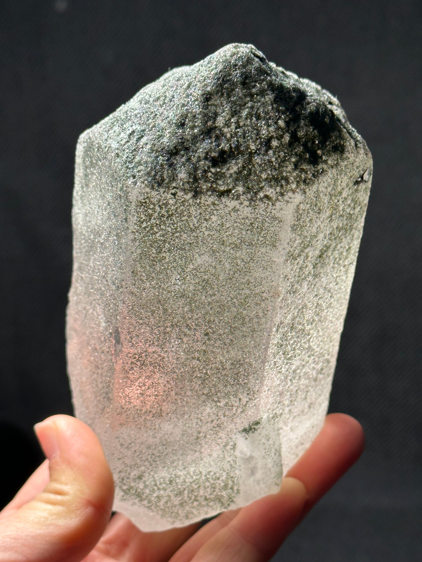 Shining Raw Himalayan Self-Healed Green Phantom Crystal Quartz Point/Chlorite Castle Quartz from Tibet- 132*71*60 mm 731 g