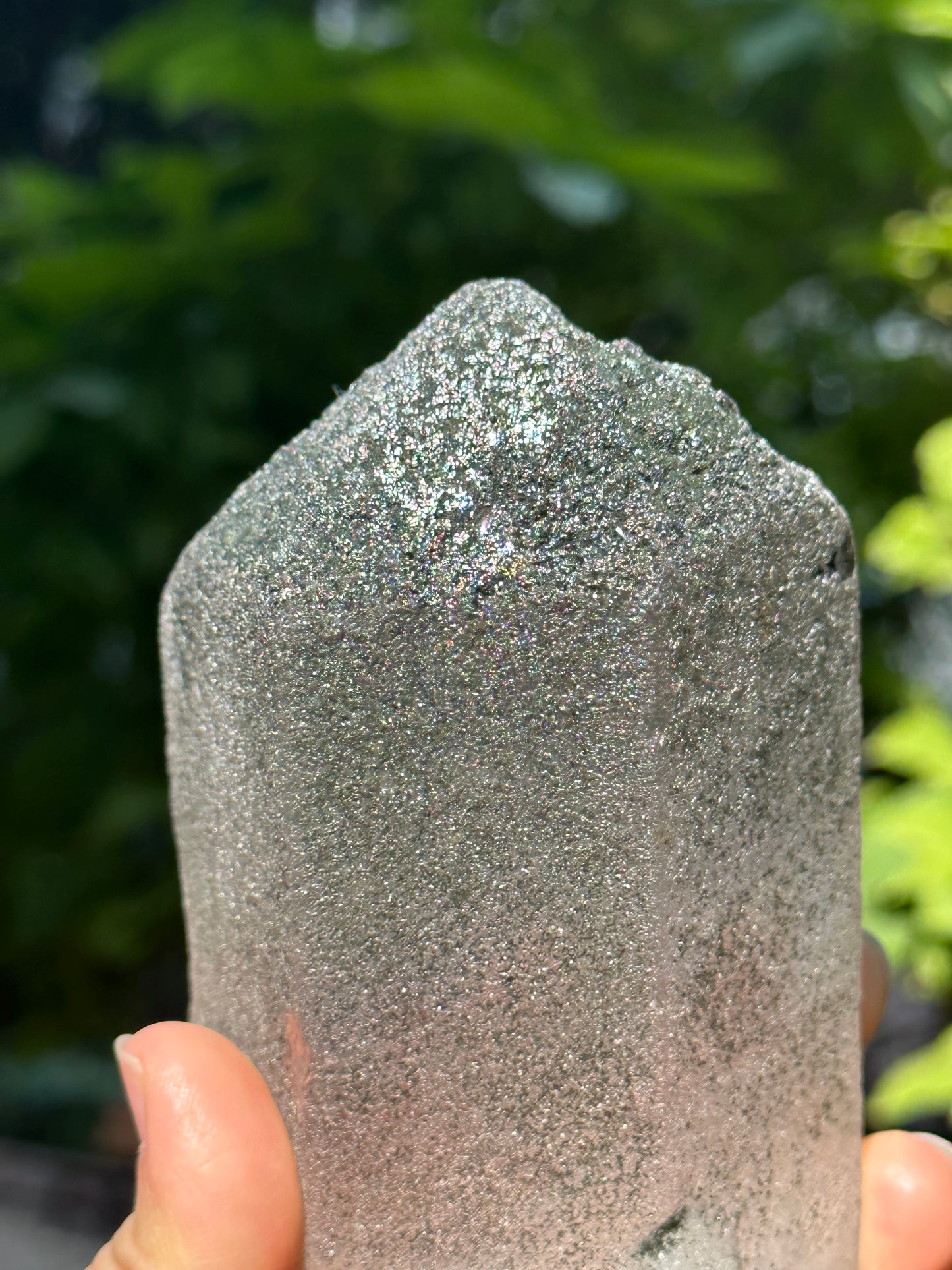 Shining Raw Himalayan Self-Healed Green Phantom Crystal Quartz Point/Chlorite Castle Quartz from Tibet- 132*71*60 mm 731 g