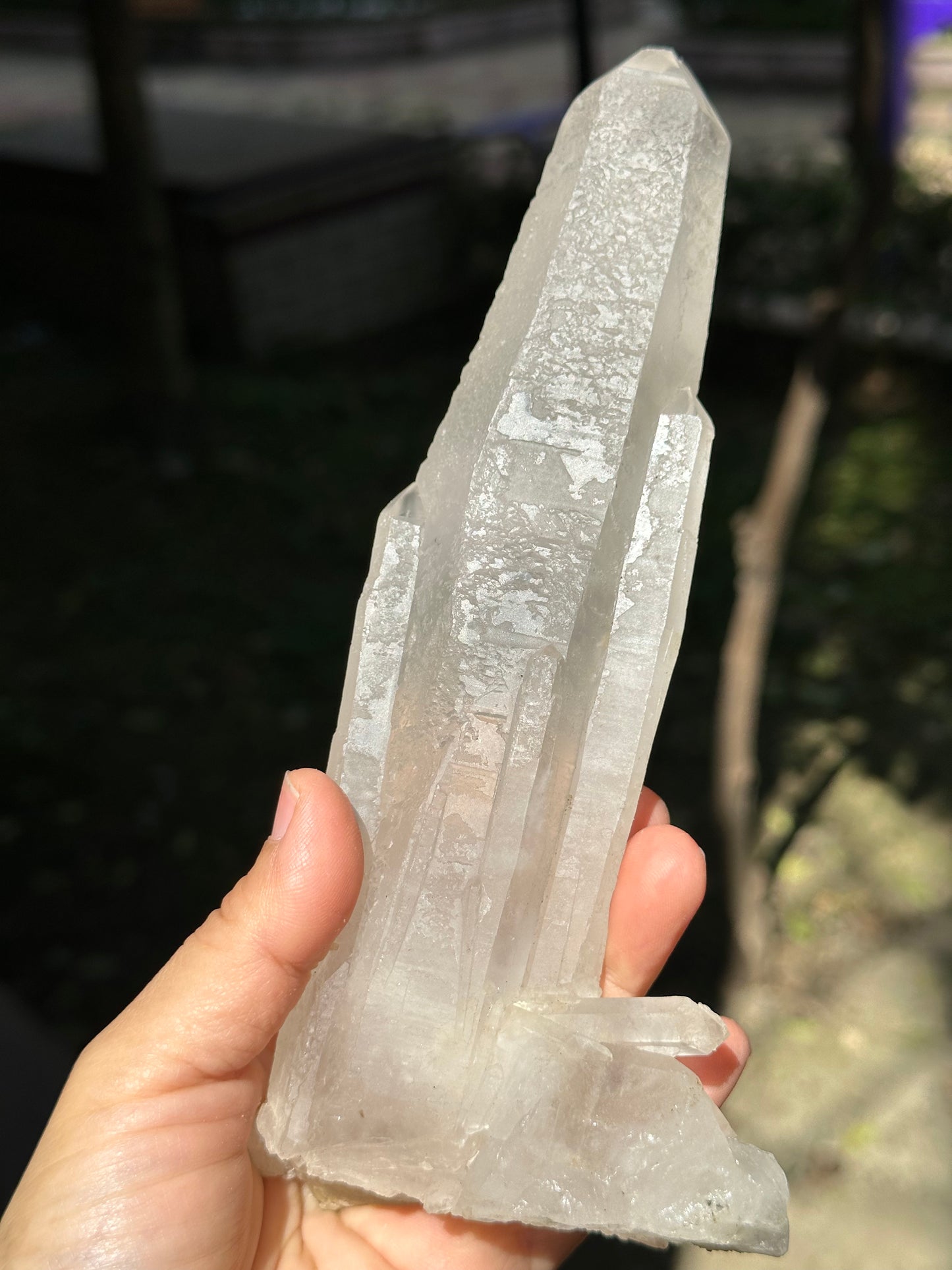 534 g Natural Laser Quartz Dissolution Twins Crystals With Etched Pattern