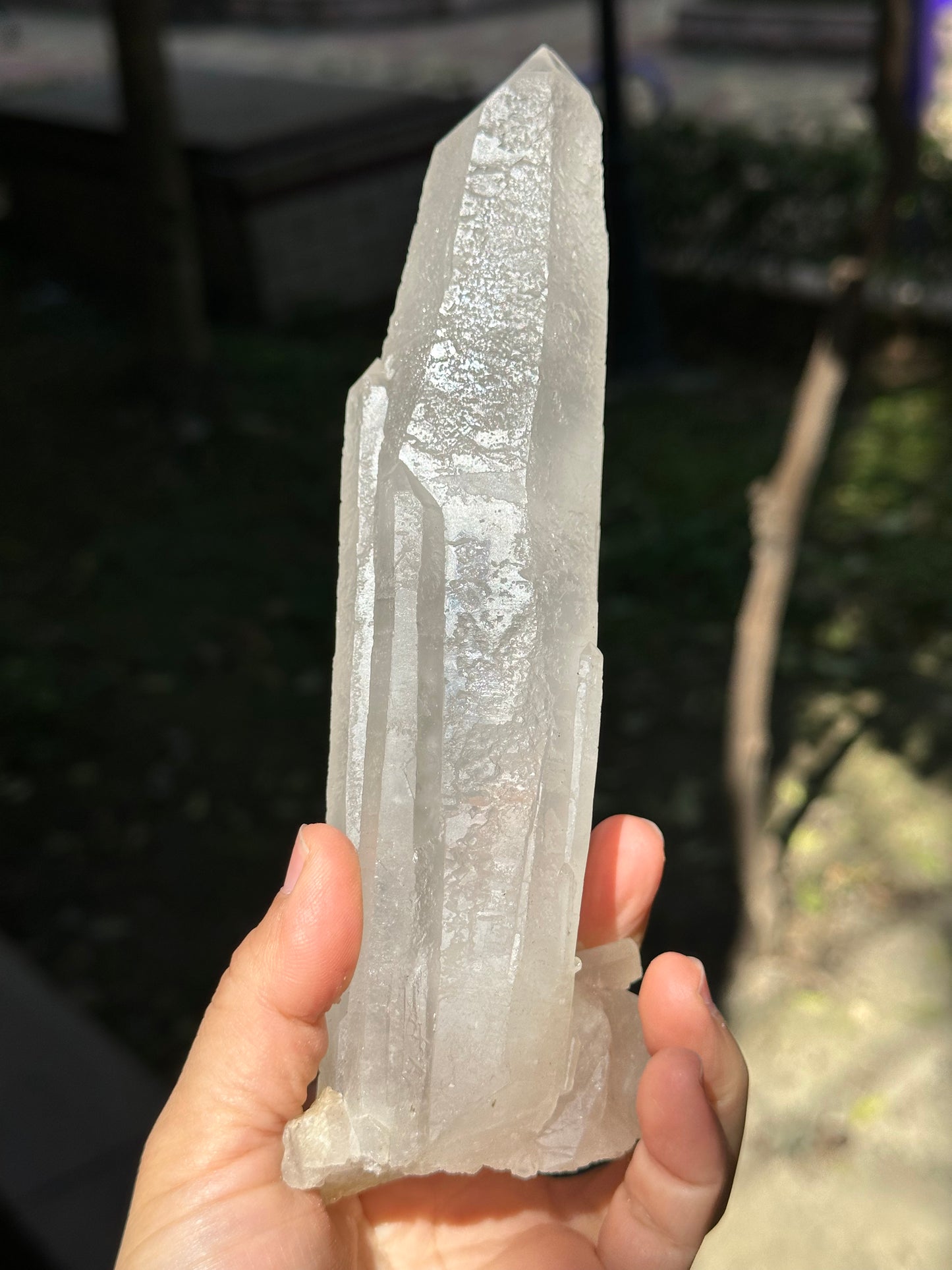 534 g Natural Laser Quartz Dissolution Twins Crystals With Etched Pattern