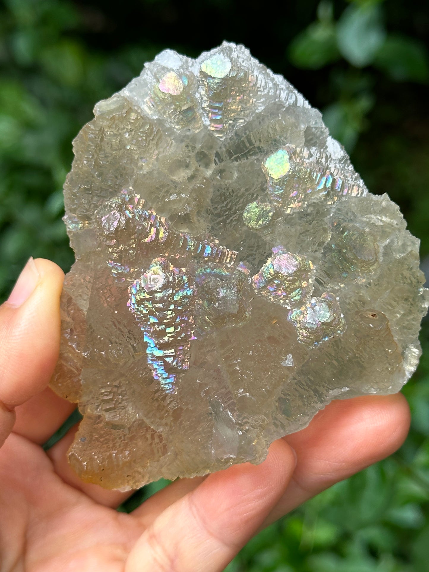 Rare Rainbow Fluorite Crystal Cluster,YGX Fluorite Specimen,Mineral Collection,Raw Pyramid Fluorite