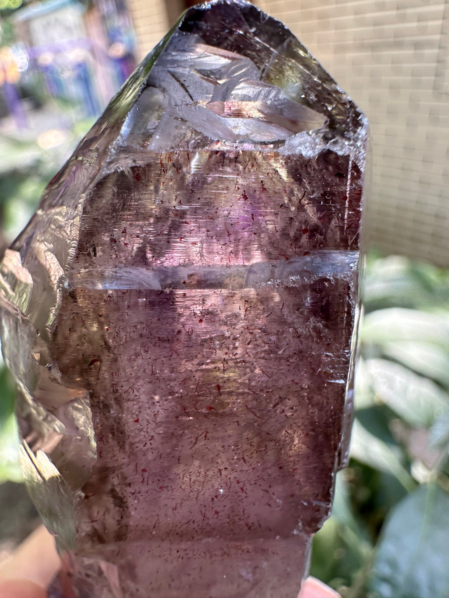 Rare Raw Enhydro Quartz Super 7 Amethyst Scepter Quartz Crystal Point/Specimen/Super energy Healing Crystals/Reiki-87*30*29 mm 101 g