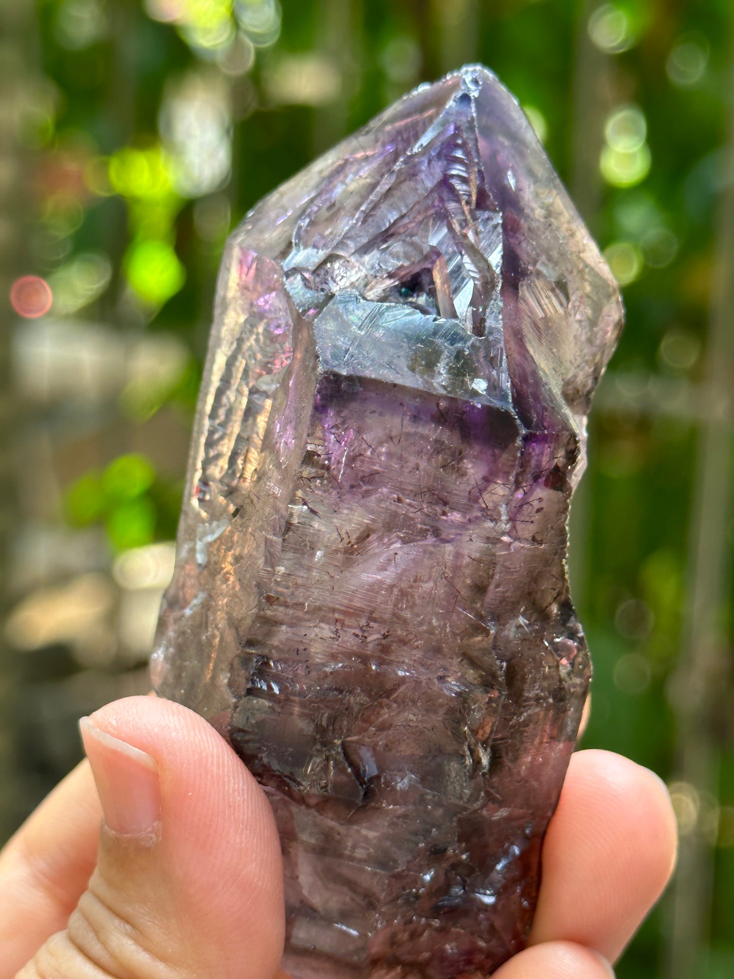 Large Raw Skeletal Fentser Quartz Super 7 Amethyst Quartz Crystal Point/Specimen/Super energy Healing Crystals/Reiki-84*38*30 mm 128 g