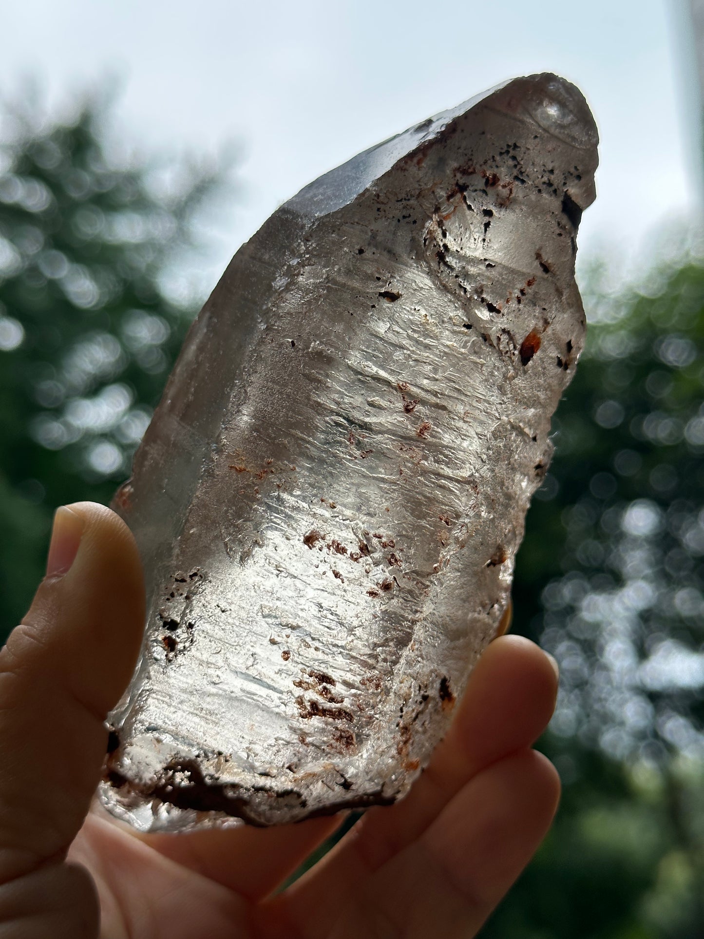 Rare Double Terminated Himalayan Nirvana Quartz Crystal/Ice Clear Rainbow Quartz Point/Self-healed Quartz from Tibet-122*58*50 mm 422 g