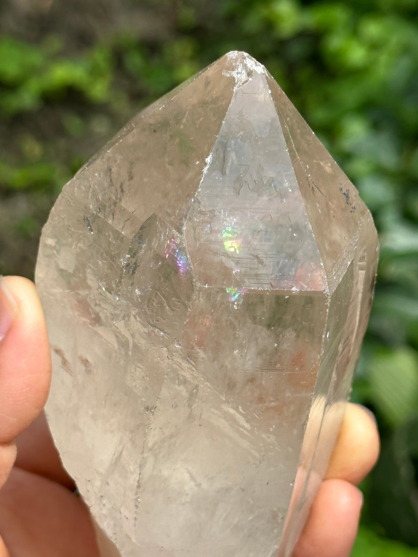 Clear Rainbow Mosaic Quartz Crystal Point