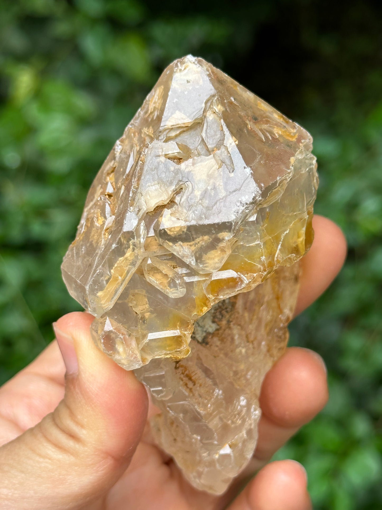 Double Terminated Clear Rainbow Himalayan Skeletal Fenster Quartz Crystal-95*50*47 mm 200 g