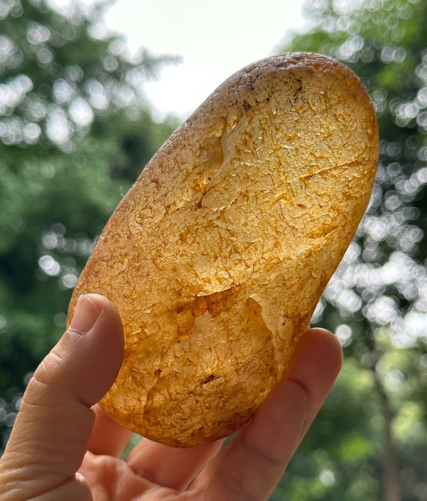 Natural Double Terminated Golden Surface River Tumbled Quartz Crystal Point/Tangerine Quartz/Yellow Stone/Special gift- 568 g