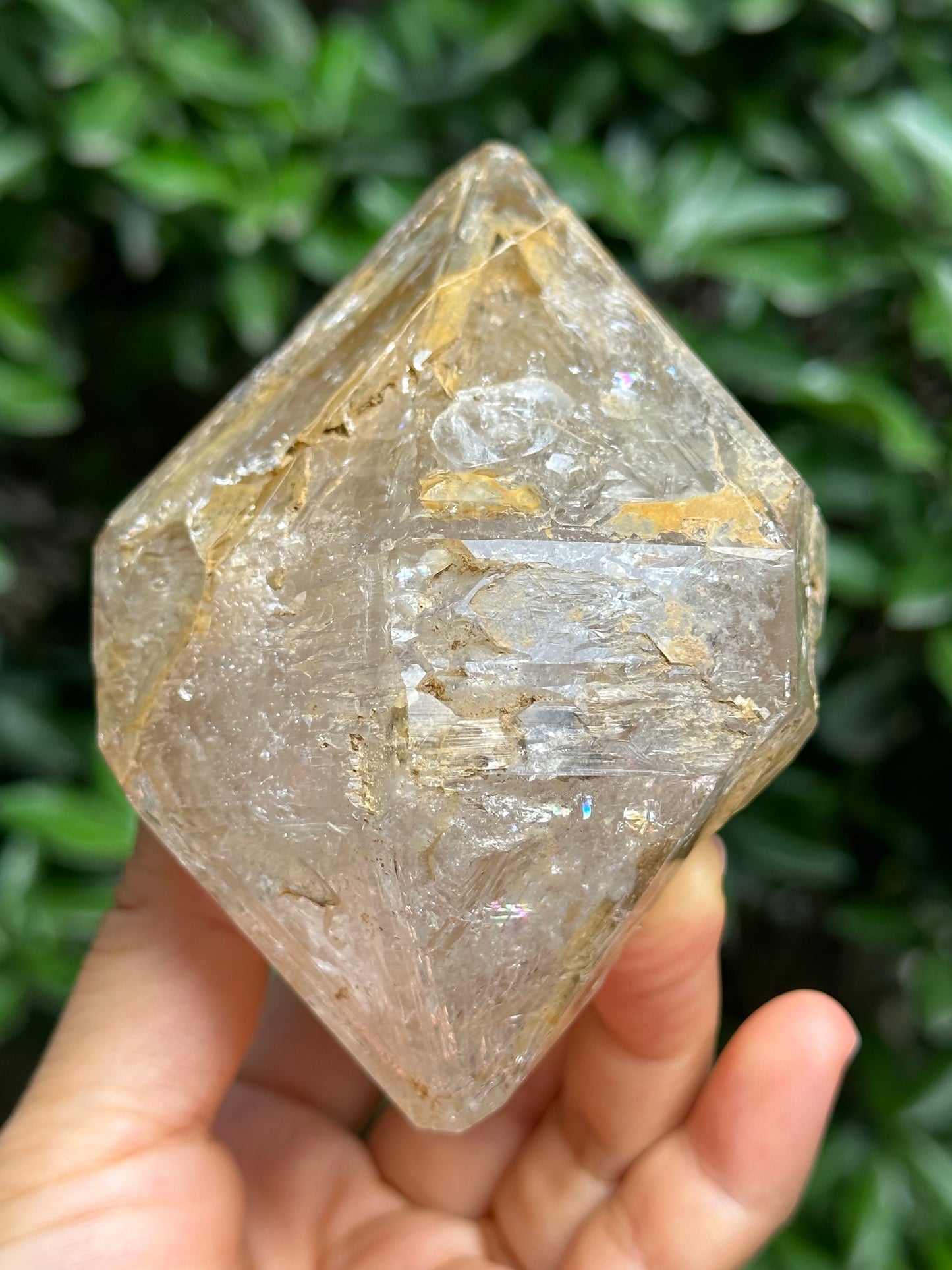 Rare Tantric Twins Double Terminated Fenster Skeletal Quartz Large Herkimer Diamond Crystal/Himalayan Energy Quartz Crystal-99*88*64 mm 490g