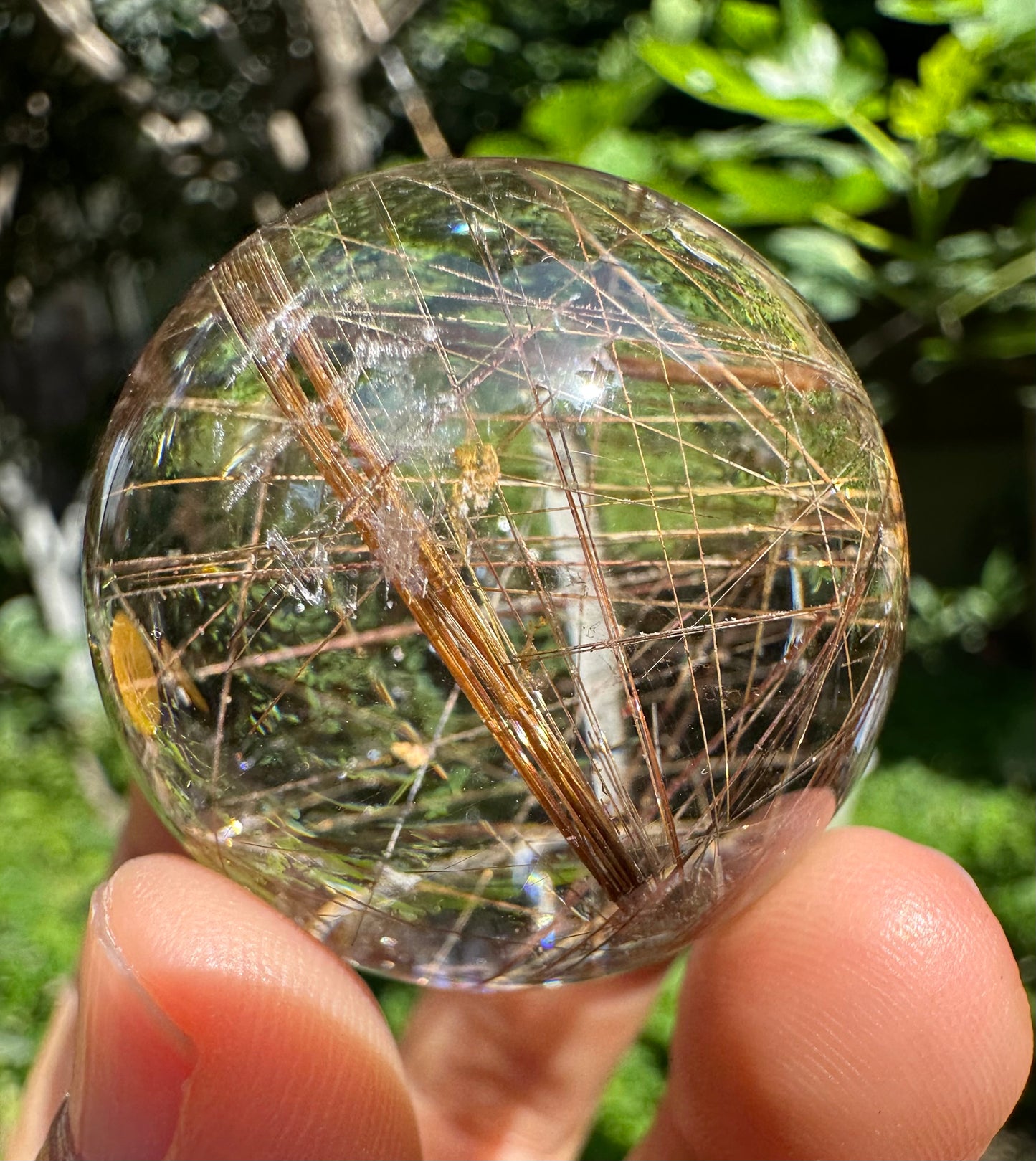 1.4”Rare Clear Golden Rutiled Crystal Quartz Sphere/Gold Rutilated/Rutilated Crystal Ball/Rutilated Quartz-36mm