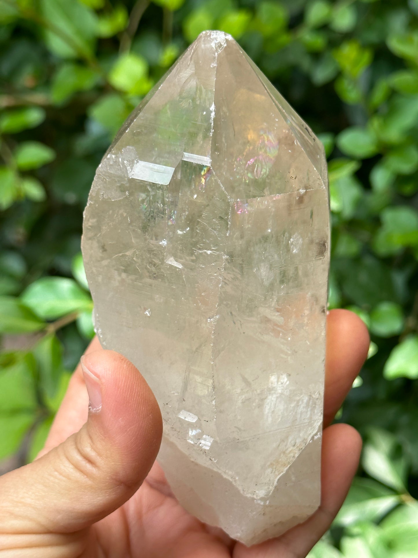 Clear Rainbow Mosaic Quartz Crystal Point