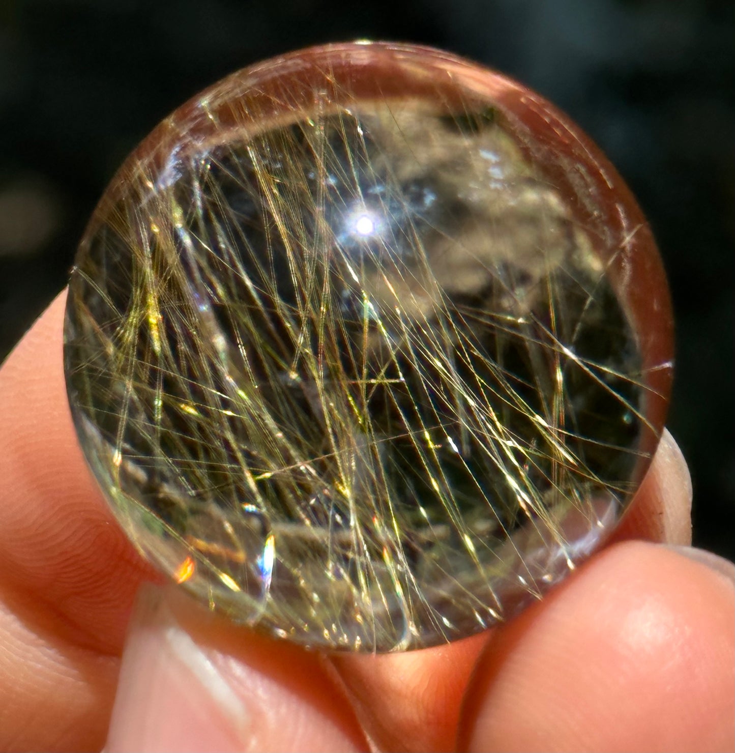 1.06” Natural 100%  Clear Golden Rutile Crystal Sphere/Rutilated Healing and Meditation quartz ball/Special gift/love 27mm 28 g