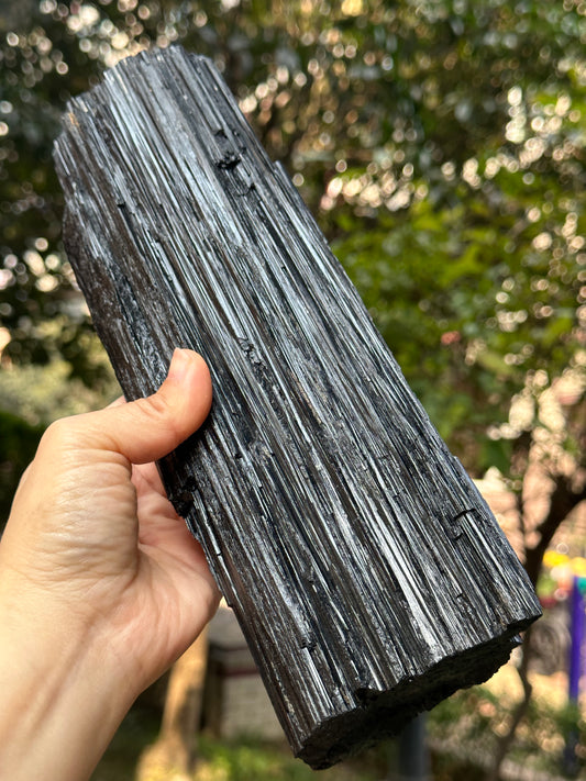 9.8 "/5 lbs  EXTRA LONG & LARGE Raw Black Tourmaline Crystal Point/Shining Tourmaline Specimen-250*83*52 mm 2241 g