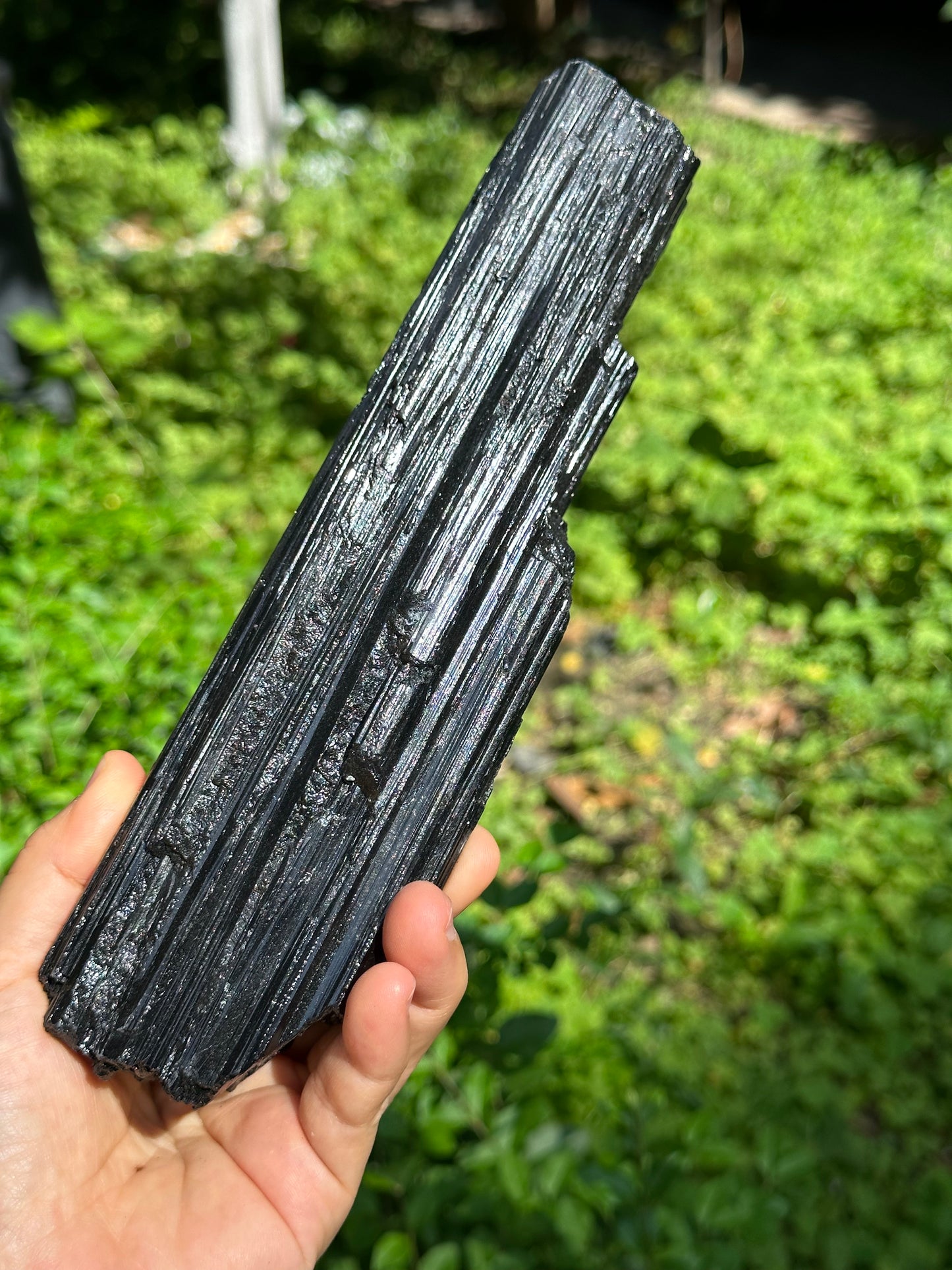 9.4" EXTRA LONG Shining Black Tourmaline Crystal Point/Raw Tourmaline Specimen/Display Stone/Meditation Crystal-240*64*55 mm 1271 g