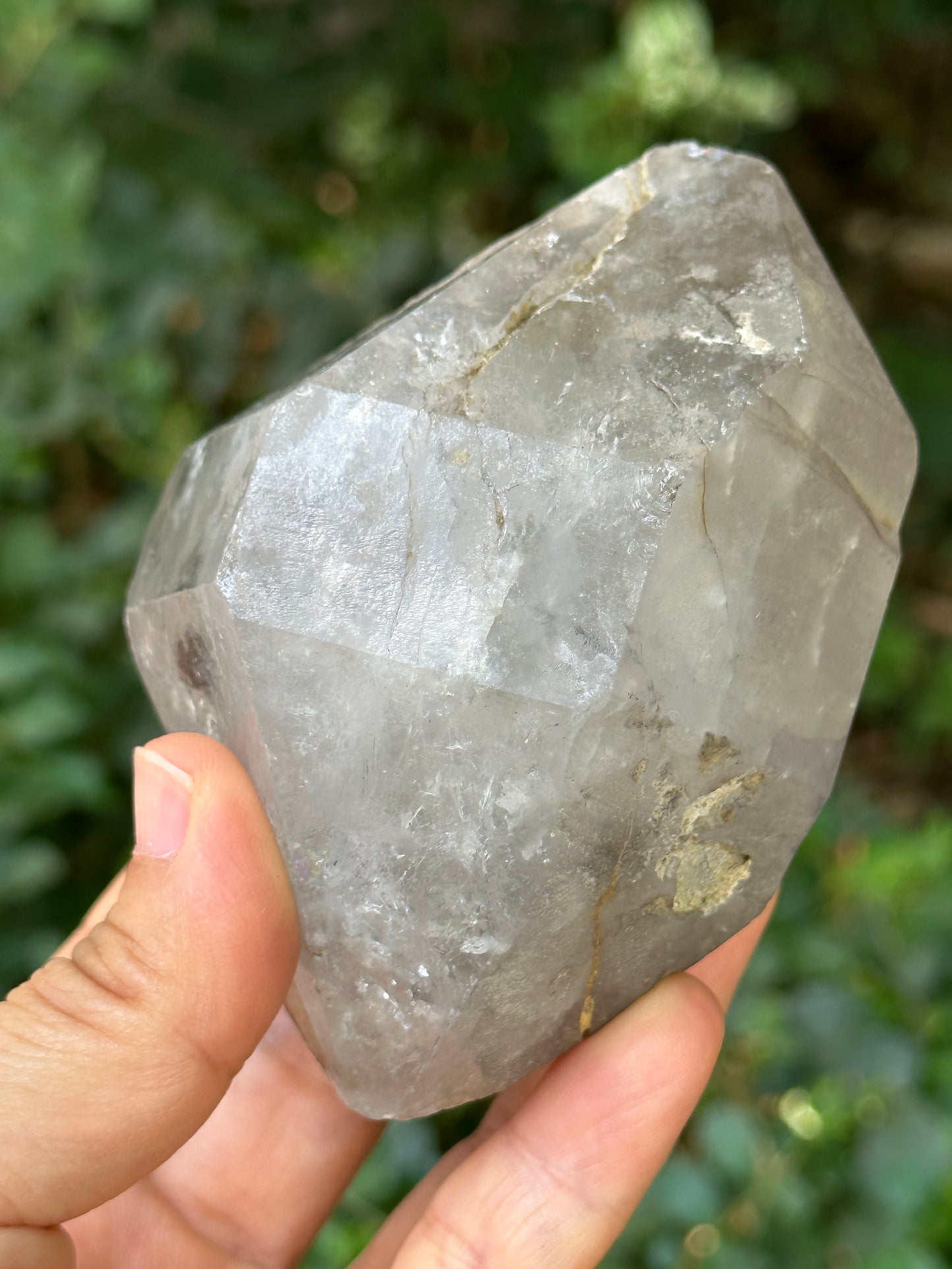 Herkimer Double Terminated Enhydro Quartz with Multiple Moving Carbon & Bubbles Included in Crystal/Healing Crystal Point/Energy Quartz-379g