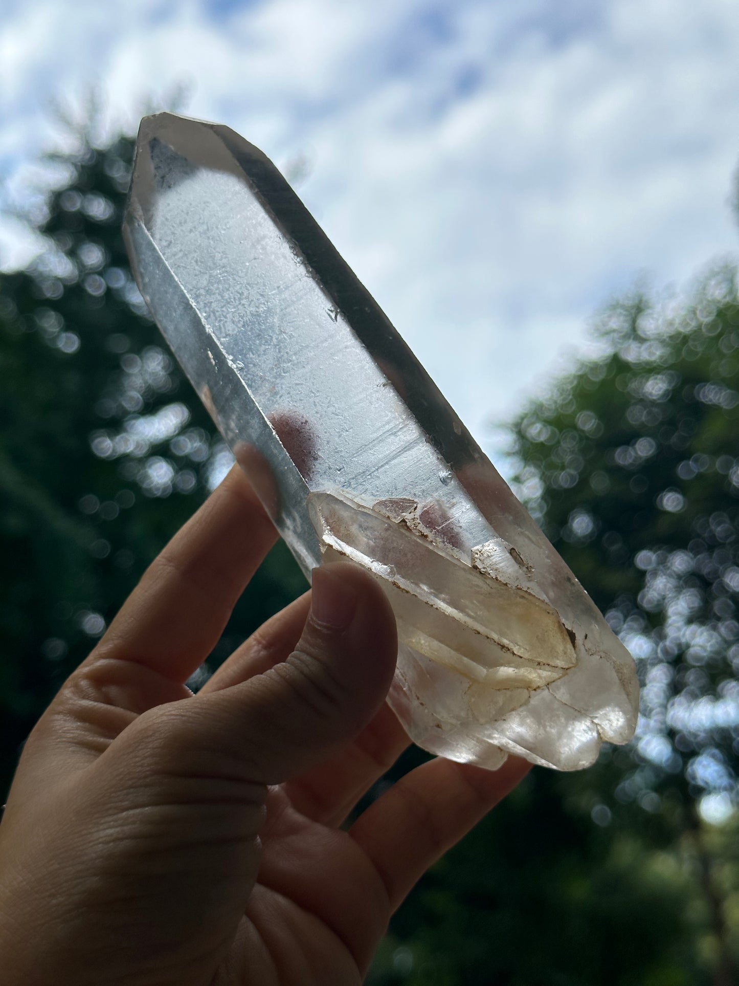 290 g Clear Double Terminated Quartz Crystal Point with Floating Crystals