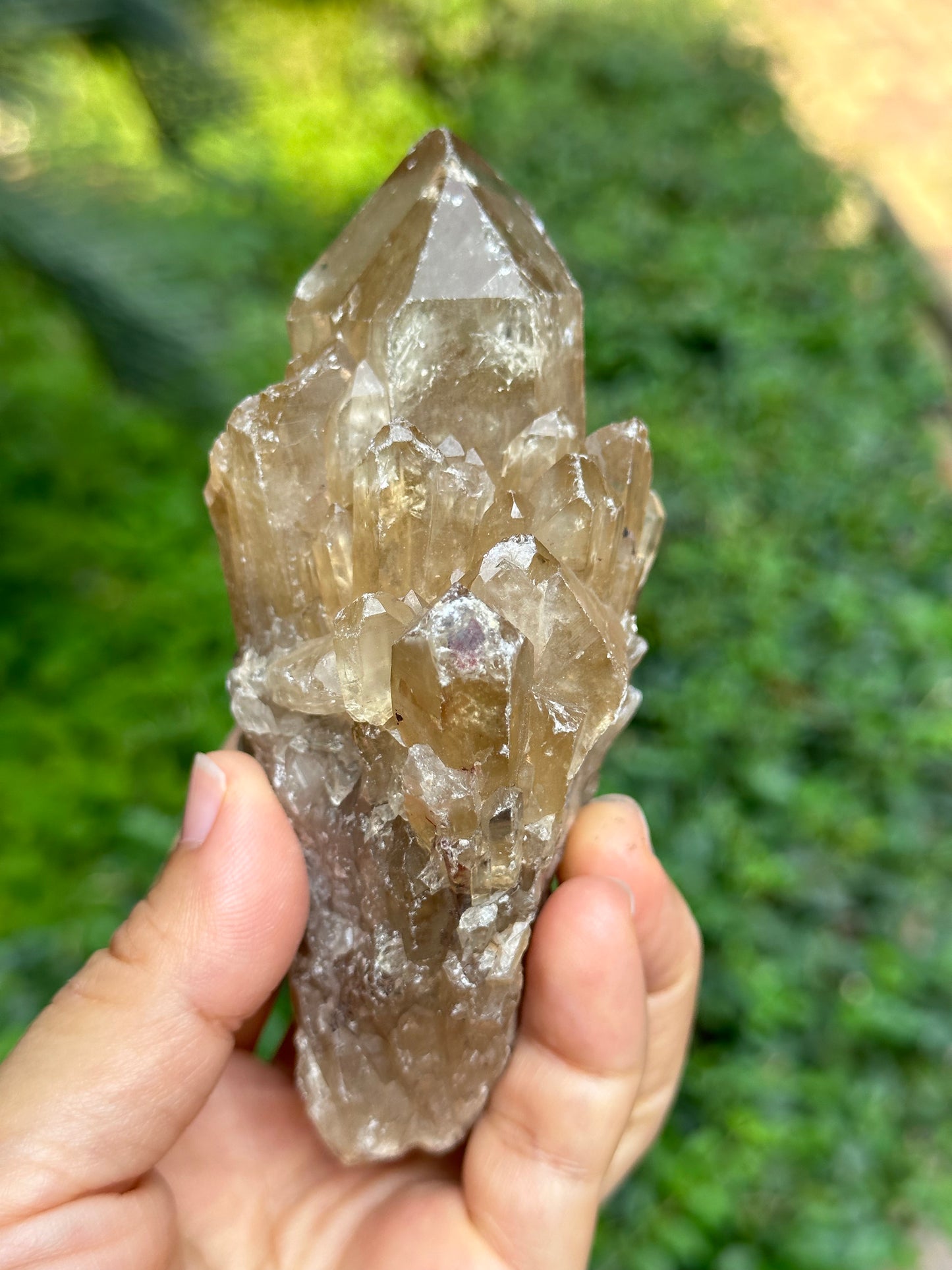 Natural Castle Citrine Quartz Crystal Cluster Point/Citrine Abundance Crystal Tower/Soulmate Twin Quartz Crystal-115*56*45 mm 279 g