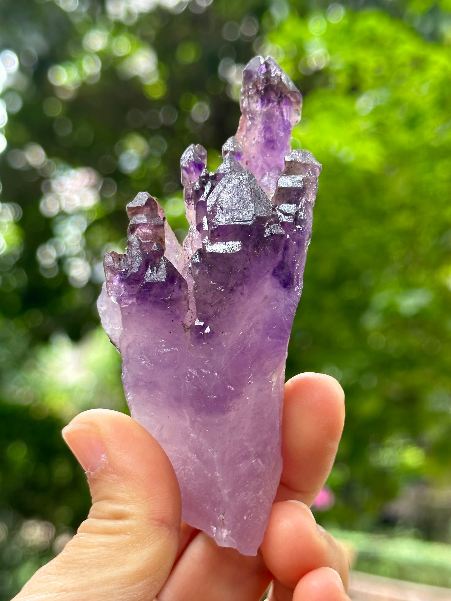 Rare Castle Super 7 Amethyst Quartz Scepter Crystal Cluster Point/Red Lepidocrocite Inclusion Mica Harlequin-crystal healing-97*45*31mm 124g