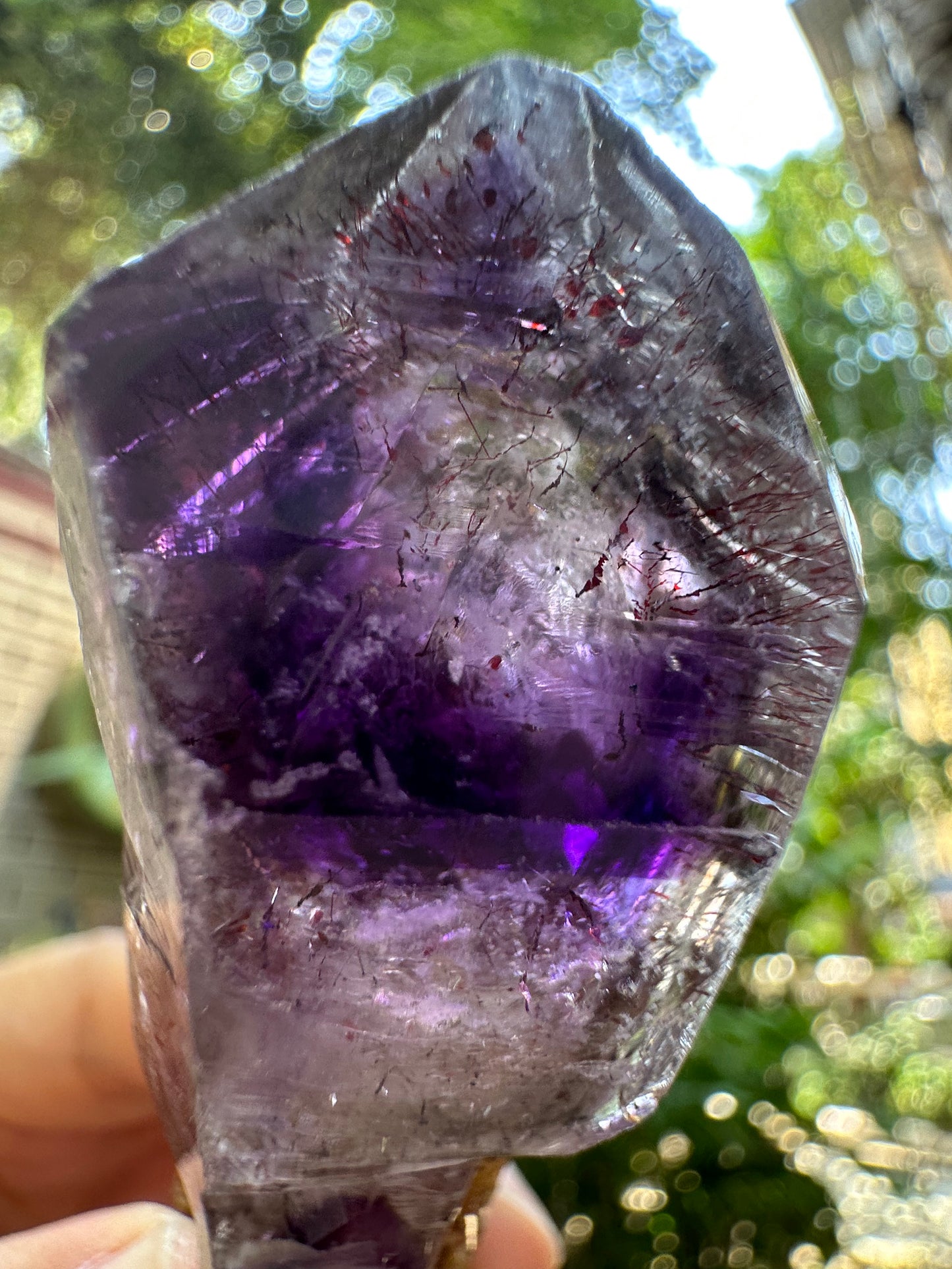 Rare Double Terminated Clear Super 7 Amethyst Quartz Scepter Crystal Point/Specimen/Super energy Healing Crystals/Reiki-91*25*21 mm 68 g