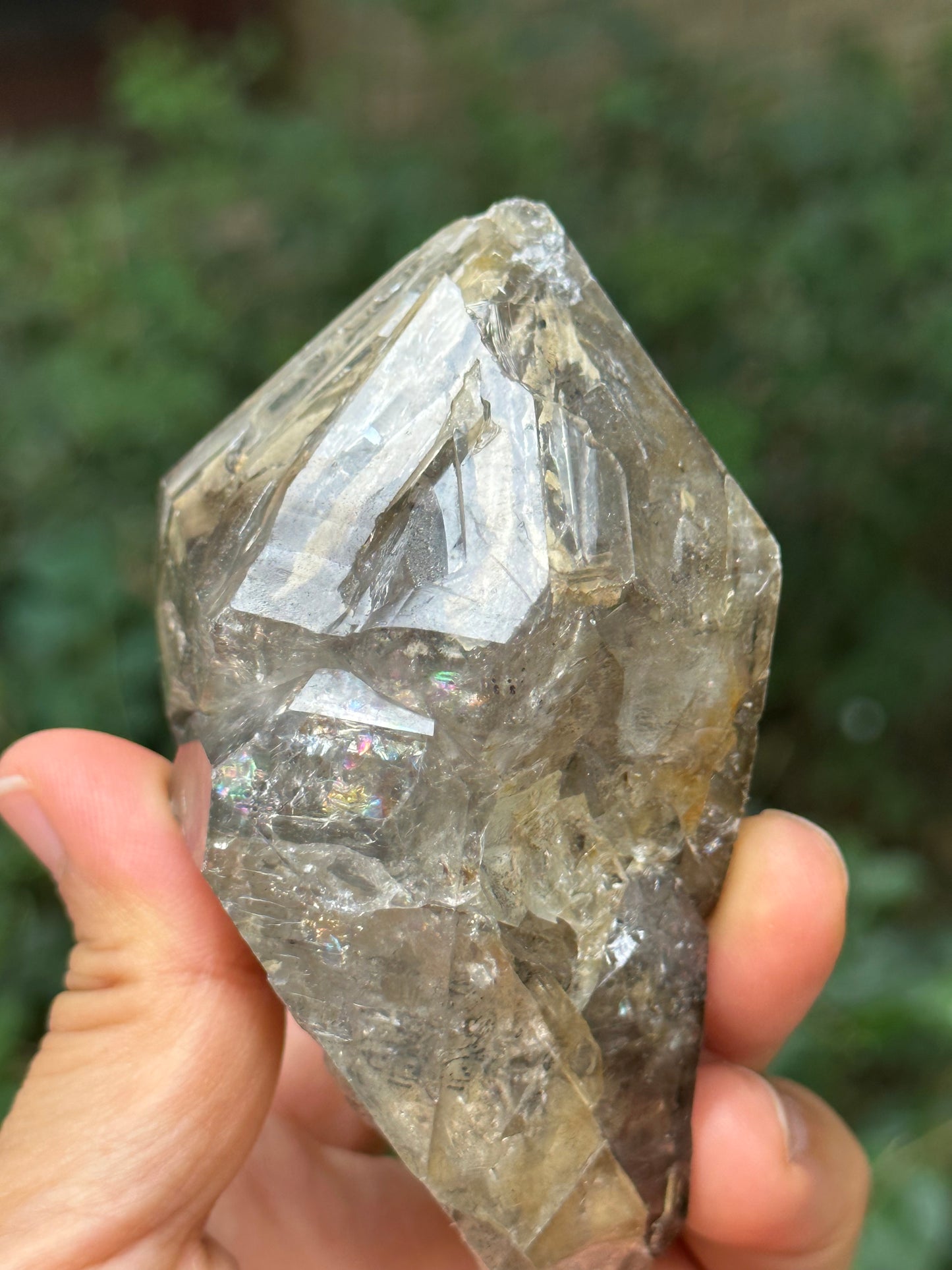 0.6 lb Double Terminated Record-keeper Skeletal Fenster Quartz Crystal Point with Opening Windows