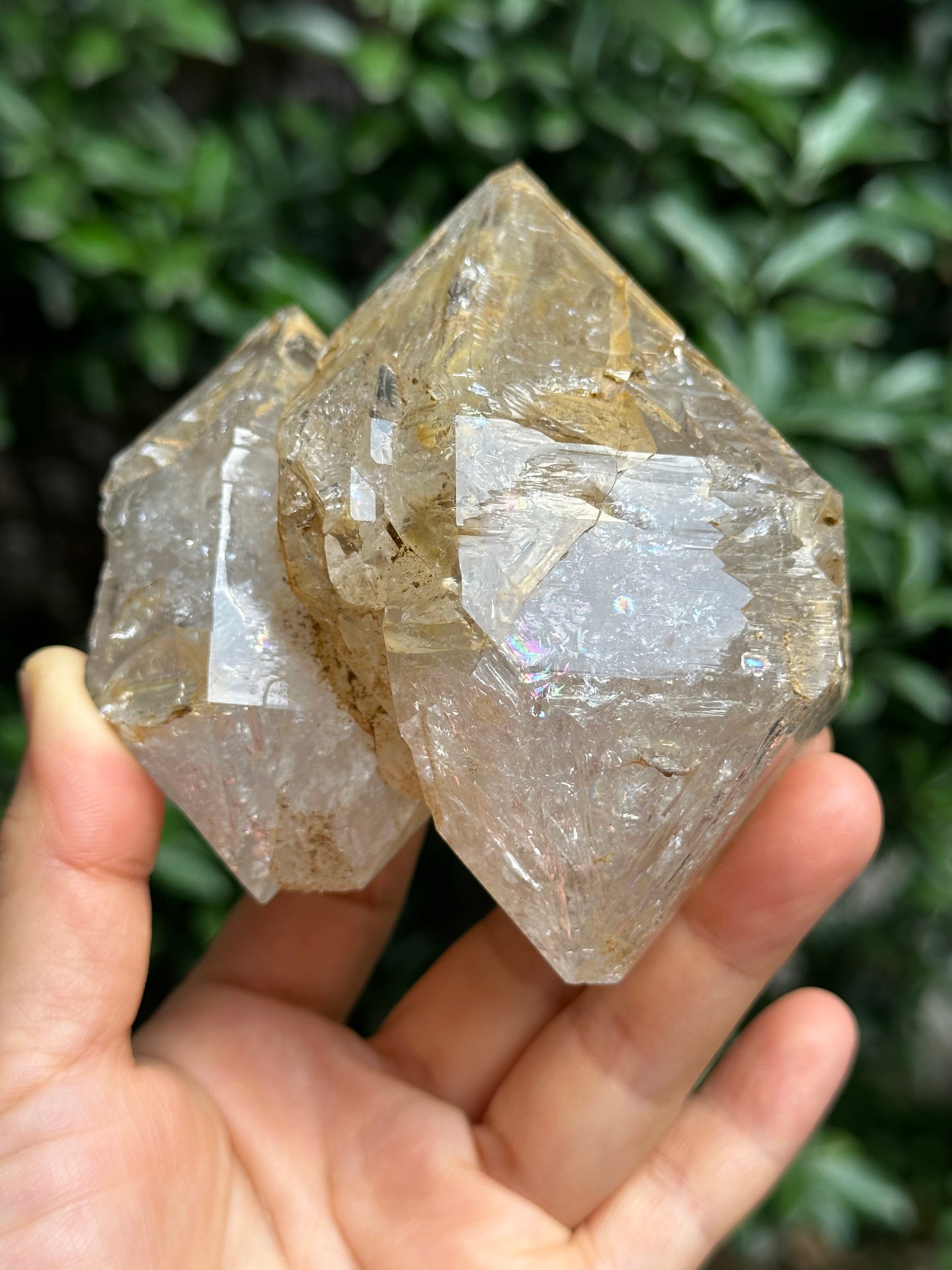 Rare Tantric Twins Double Terminated Fenster Skeletal Quartz Large Herkimer Diamond Crystal/Himalayan Energy Quartz Crystal-99*88*64 mm 490g