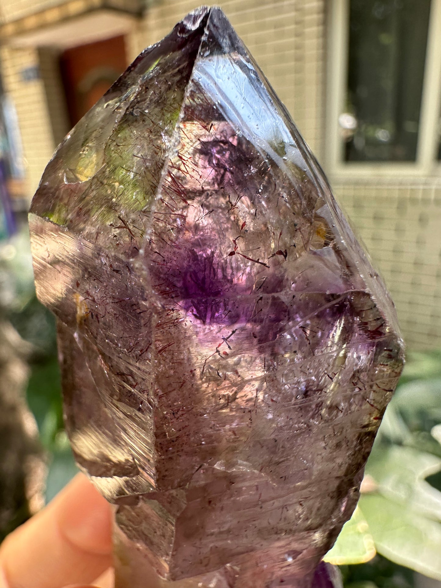 Rare Raw Enhydro Quartz Super 7 Amethyst Scepter Quartz Crystal Point/Specimen/Super energy Healing Crystals/Reiki-87*30*29 mm 101 g