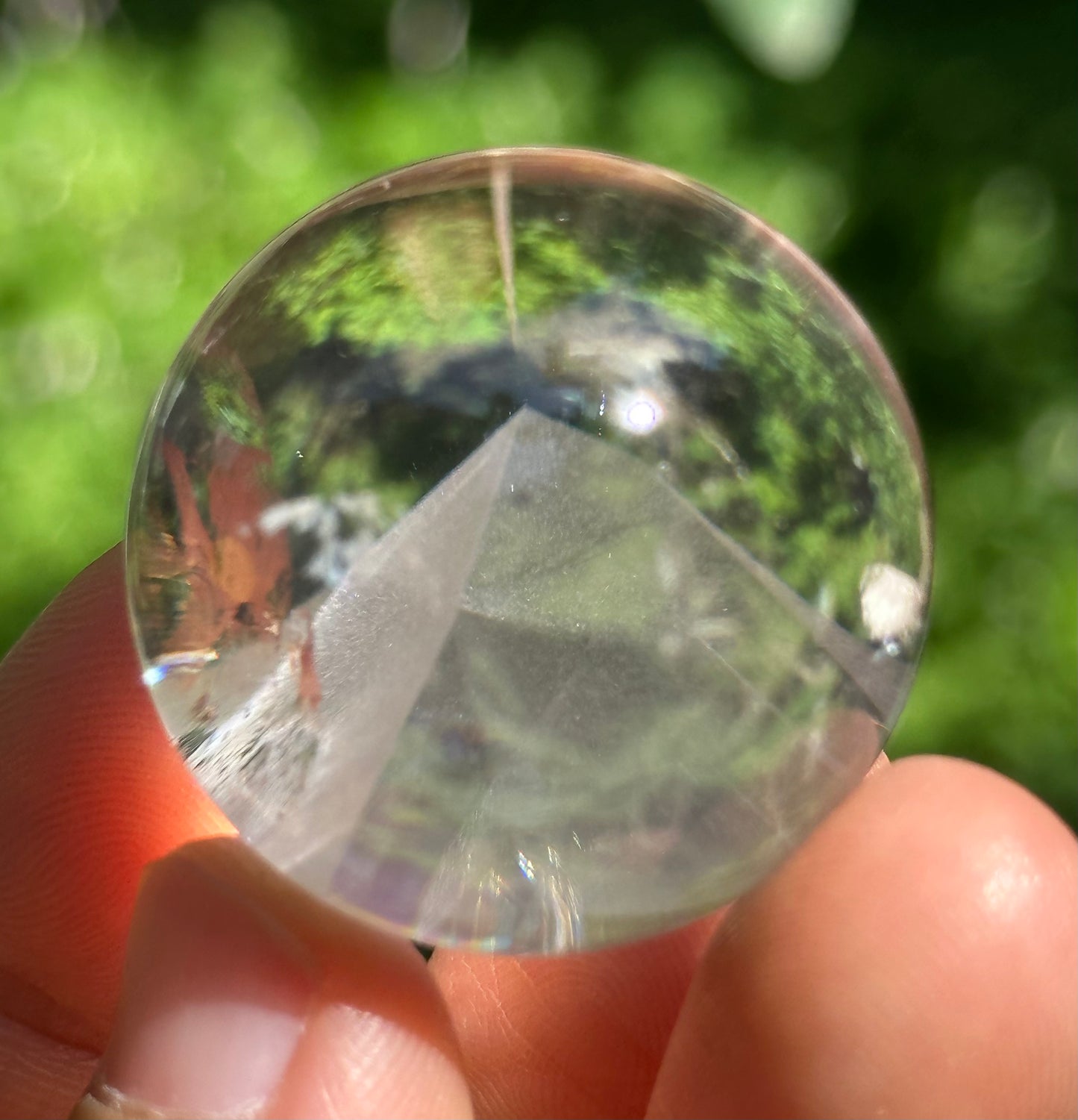 29 mm Clear White Phantom Pyramid Included in Quartz Crystal Sphere,Sonic Quartz,Meditation,Energy