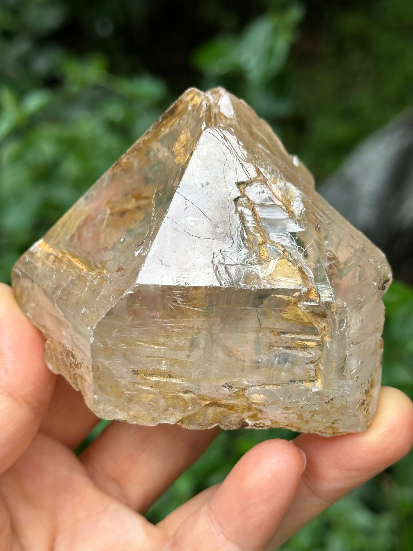 Large Clear Himalayan Skeletal Fenster Quartz with opening windows Crystal Point with golden soil-Himalayas crystal/Energy Quartz-310 g