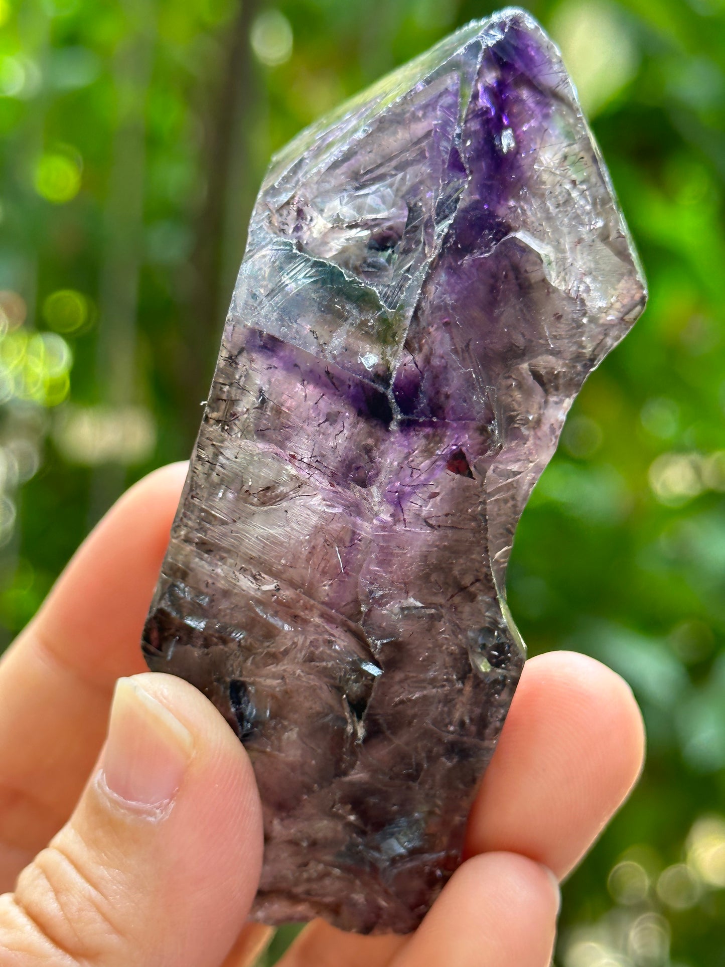 Large Raw Skeletal Fentser Quartz Super 7 Amethyst Quartz Crystal Point/Specimen/Super energy Healing Crystals/Reiki-84*38*30 mm 128 g