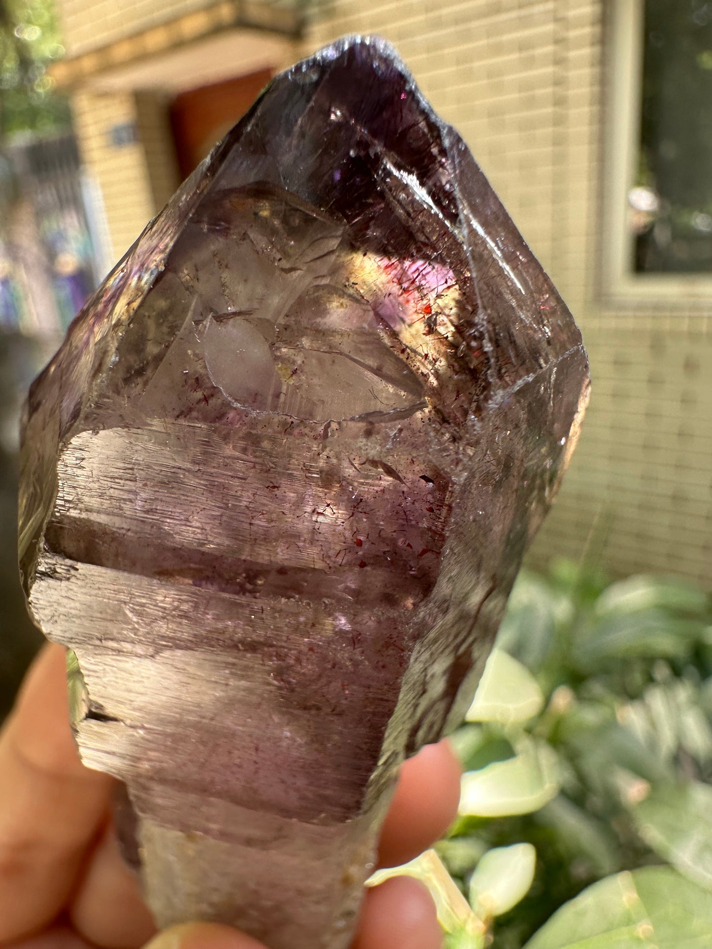 Rare Raw Enhydro Quartz Super 7 Amethyst Scepter Quartz Crystal Point/Specimen/Super energy Healing Crystals/Reiki-87*30*29 mm 101 g