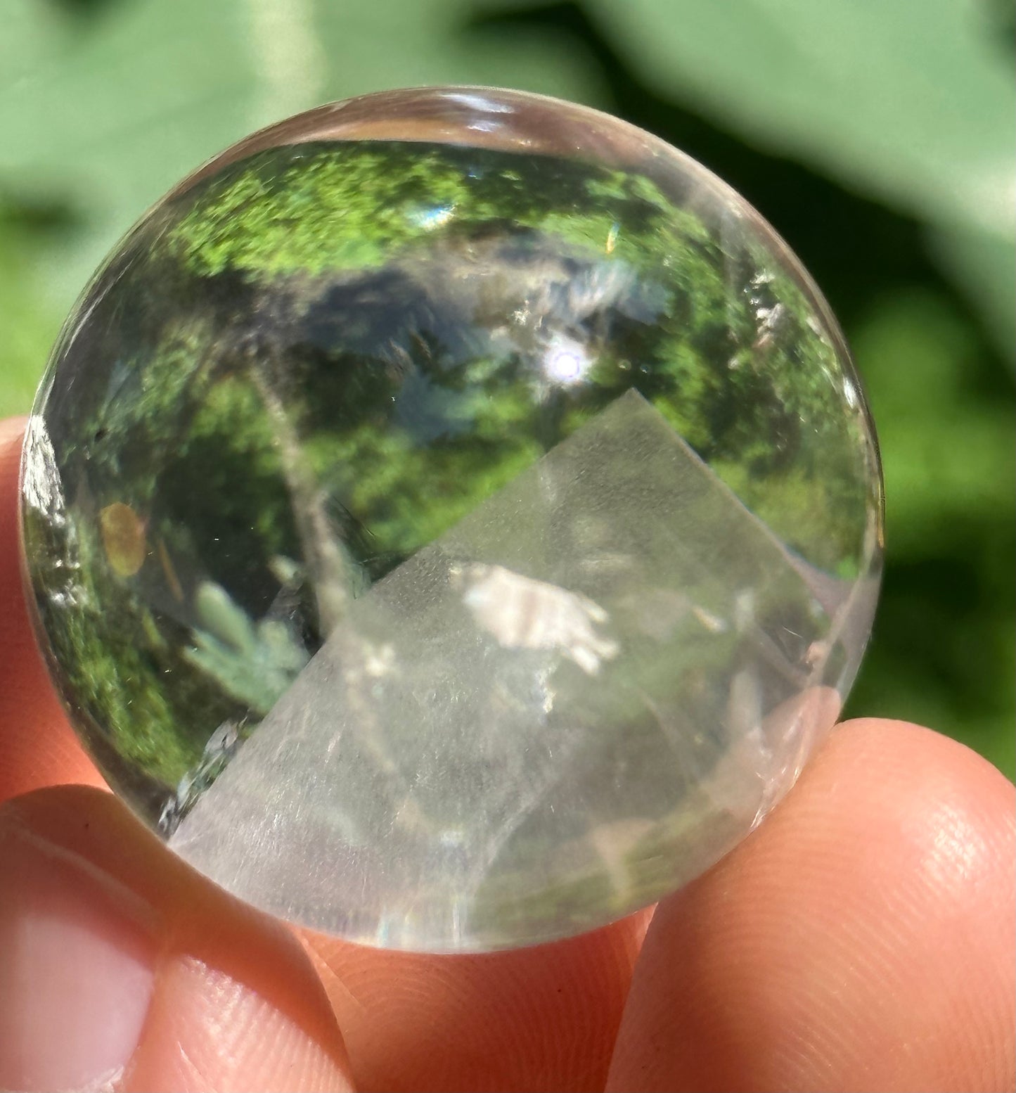 29 mm Clear White Phantom Pyramid Included in Quartz Crystal Sphere,Sonic Quartz,Meditation,Energy