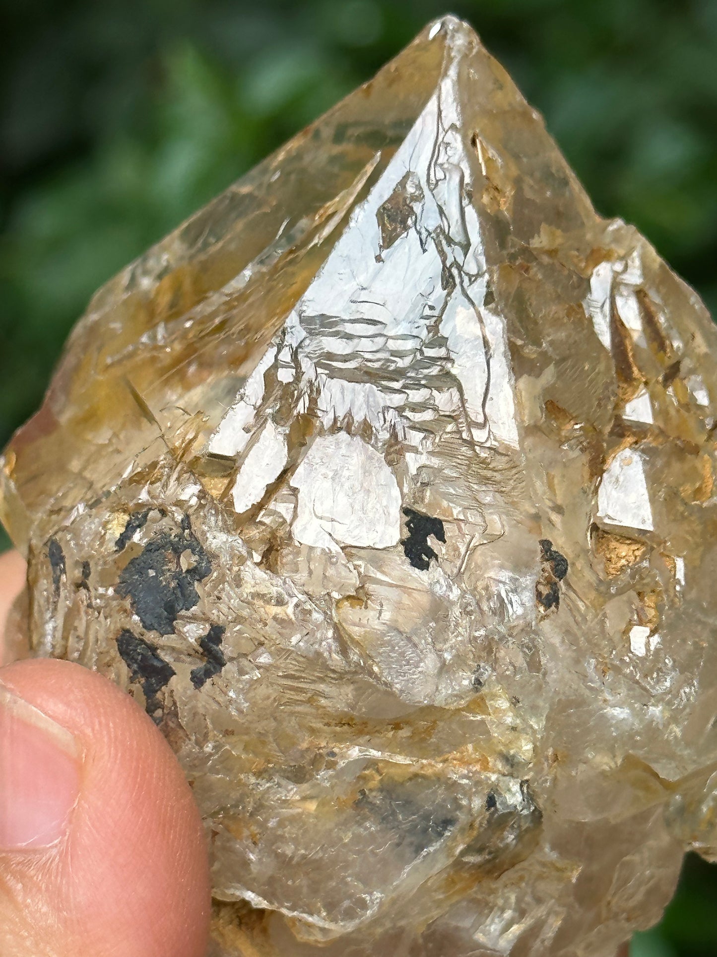 Double Terminated Clear Rainbow Himalayan Skeletal Fenster Quartz Crystal-95*50*47 mm 200 g