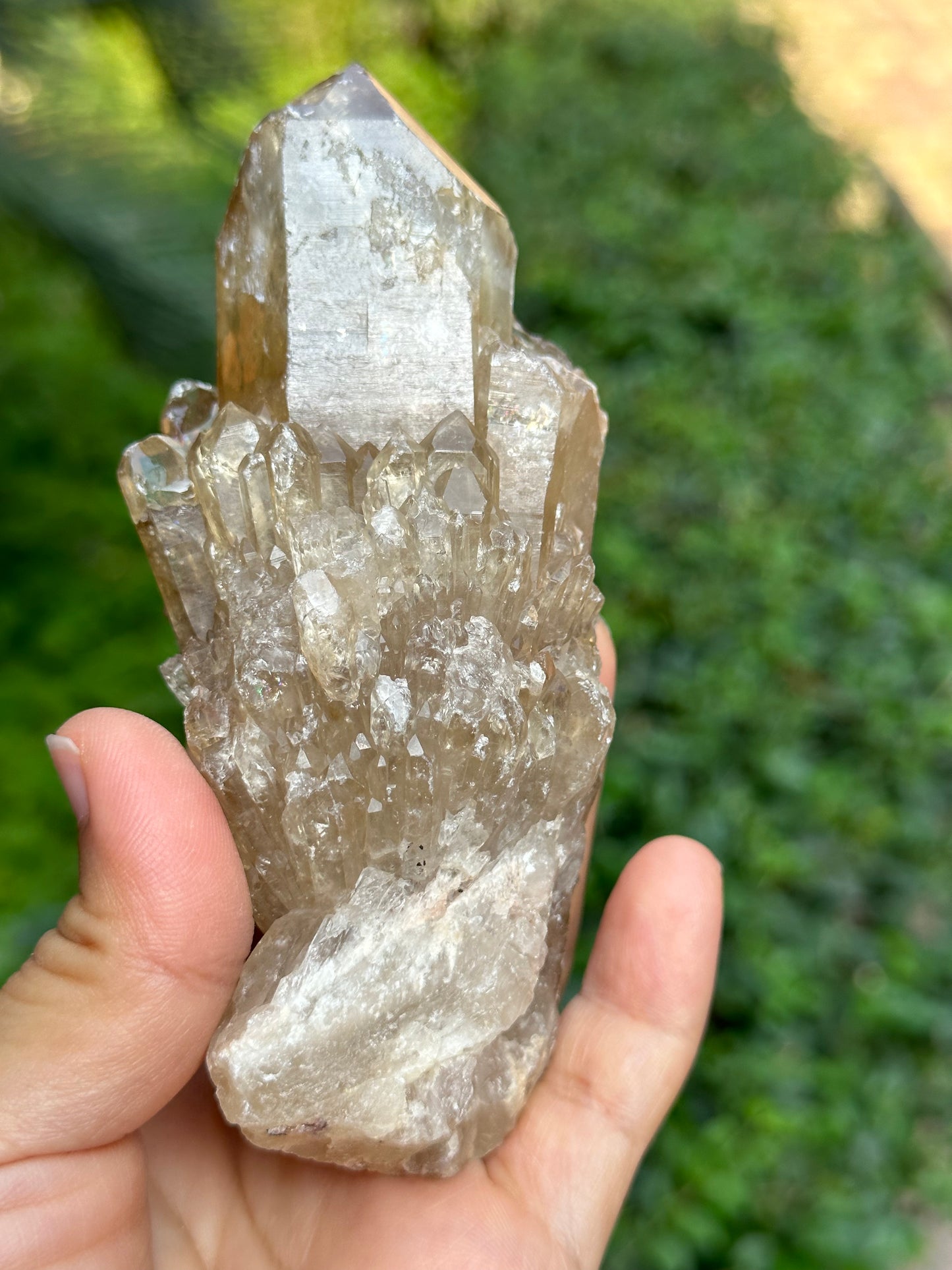 Natural Castle Citrine Quartz Crystal Cluster Point/Citrine Abundance Crystal Tower/Soulmate Twin Quartz Crystal-115*56*45 mm 279 g