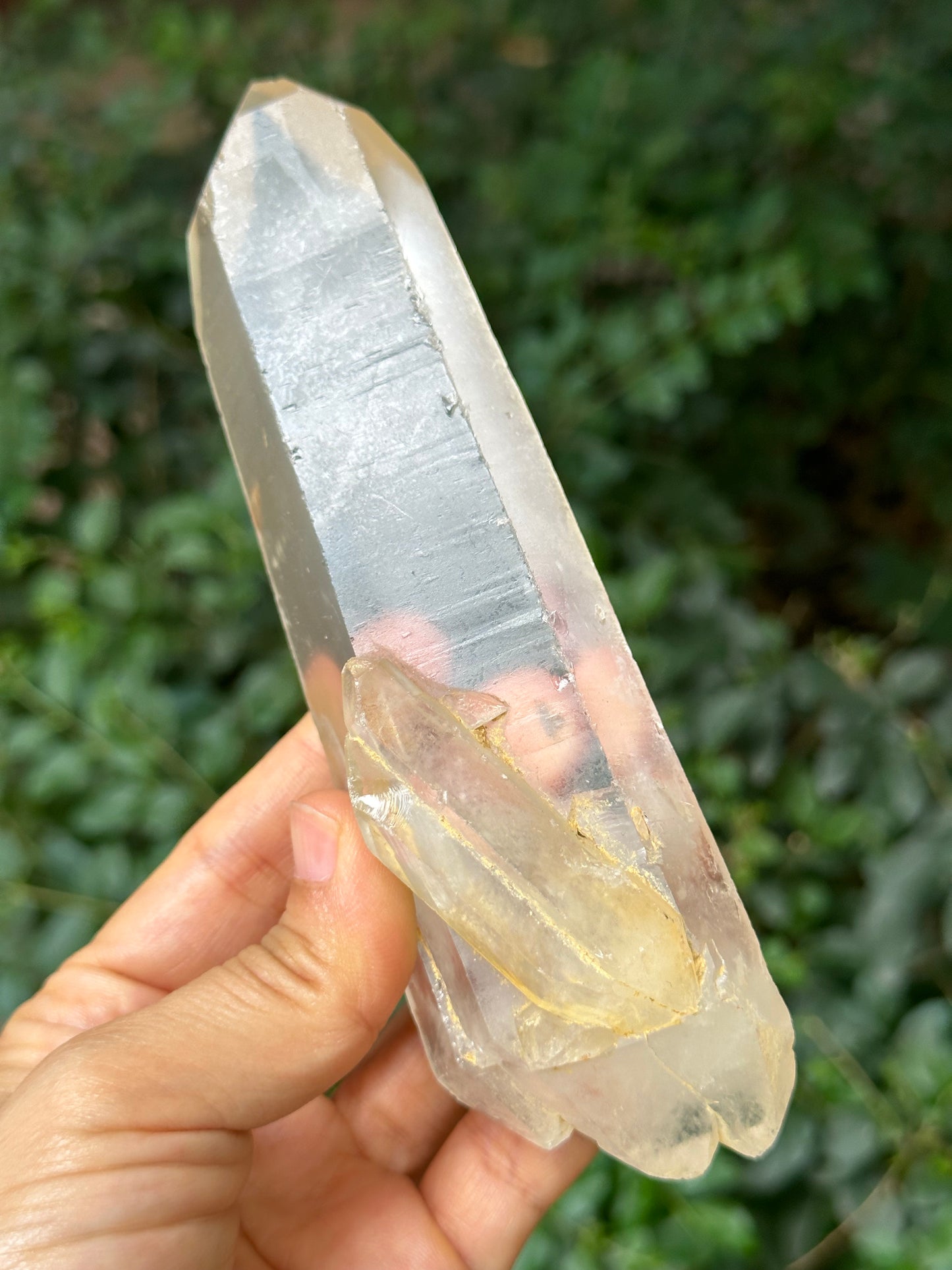 290 g Clear Double Terminated Quartz Crystal Point with Floating Crystals