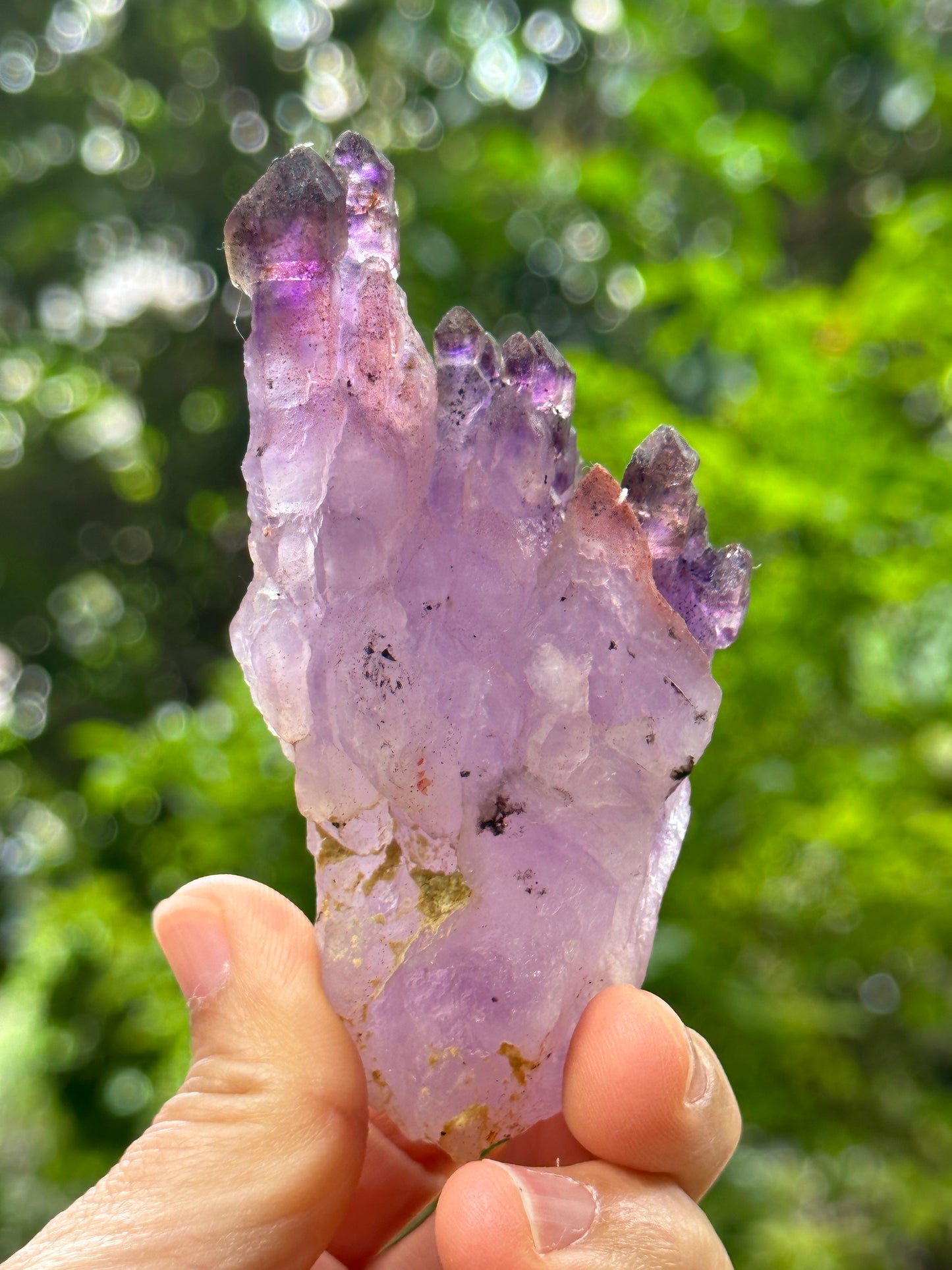 Rare Castle Super 7 Amethyst Quartz Scepter Crystal Cluster Point/Red Lepidocrocite Inclusion Mica Harlequin-crystal healing-97*45*31mm 124g