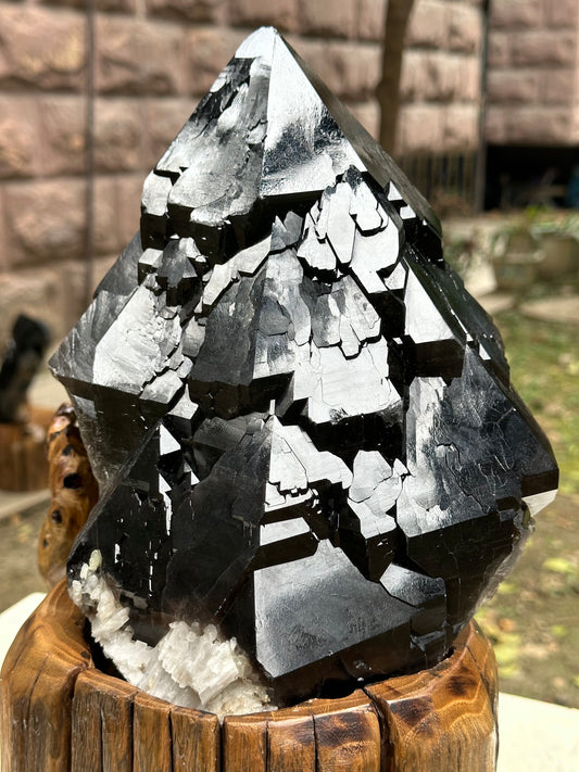 15.8 lbs Huge Black Castle Crystal Quartz Grow with Calcite/Record-keeper Crystal/Natural Rough Quartz Point/Healing Crystal and Stone-7100g