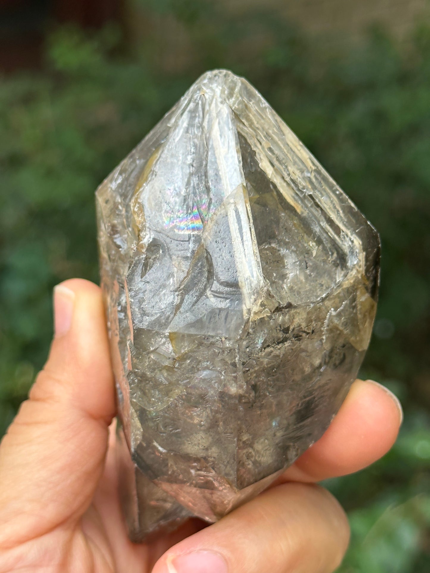 0.6 lb Double Terminated Record-keeper Skeletal Fenster Quartz Crystal Point with Opening Windows