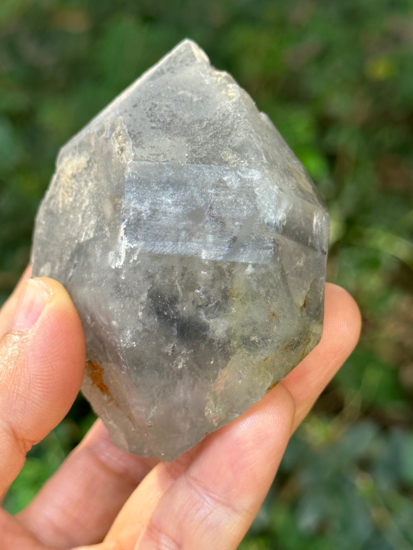 Natural Double Terminated Enhydro Quartz with Multiple Moving Carbon & Bubbles Included in Crystal/Healing Crystal Point/Energy Quartz-205 g