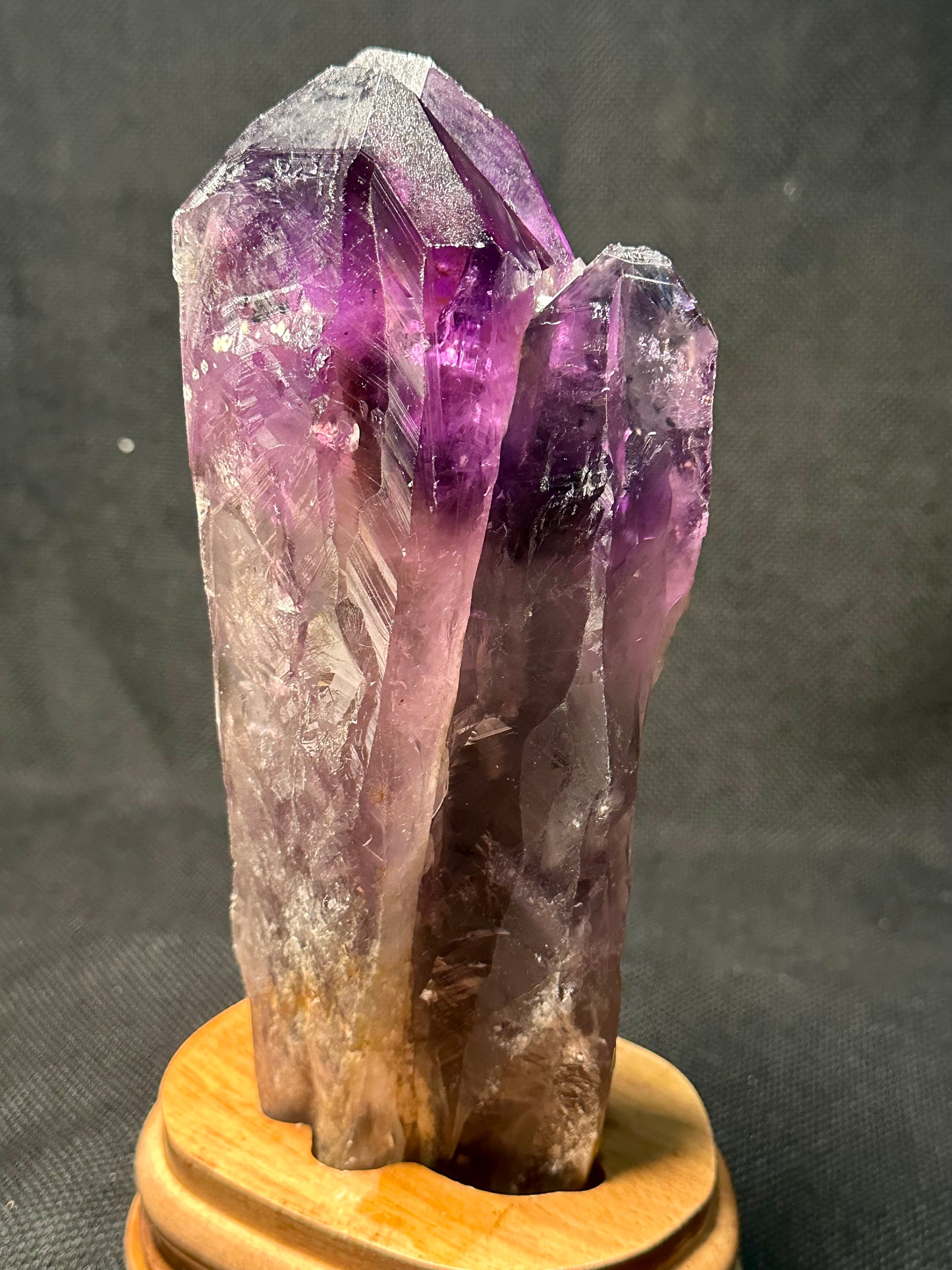 Rare Record-keeper Amethyst Quartz Crystal Cluster with Dumortierte Included