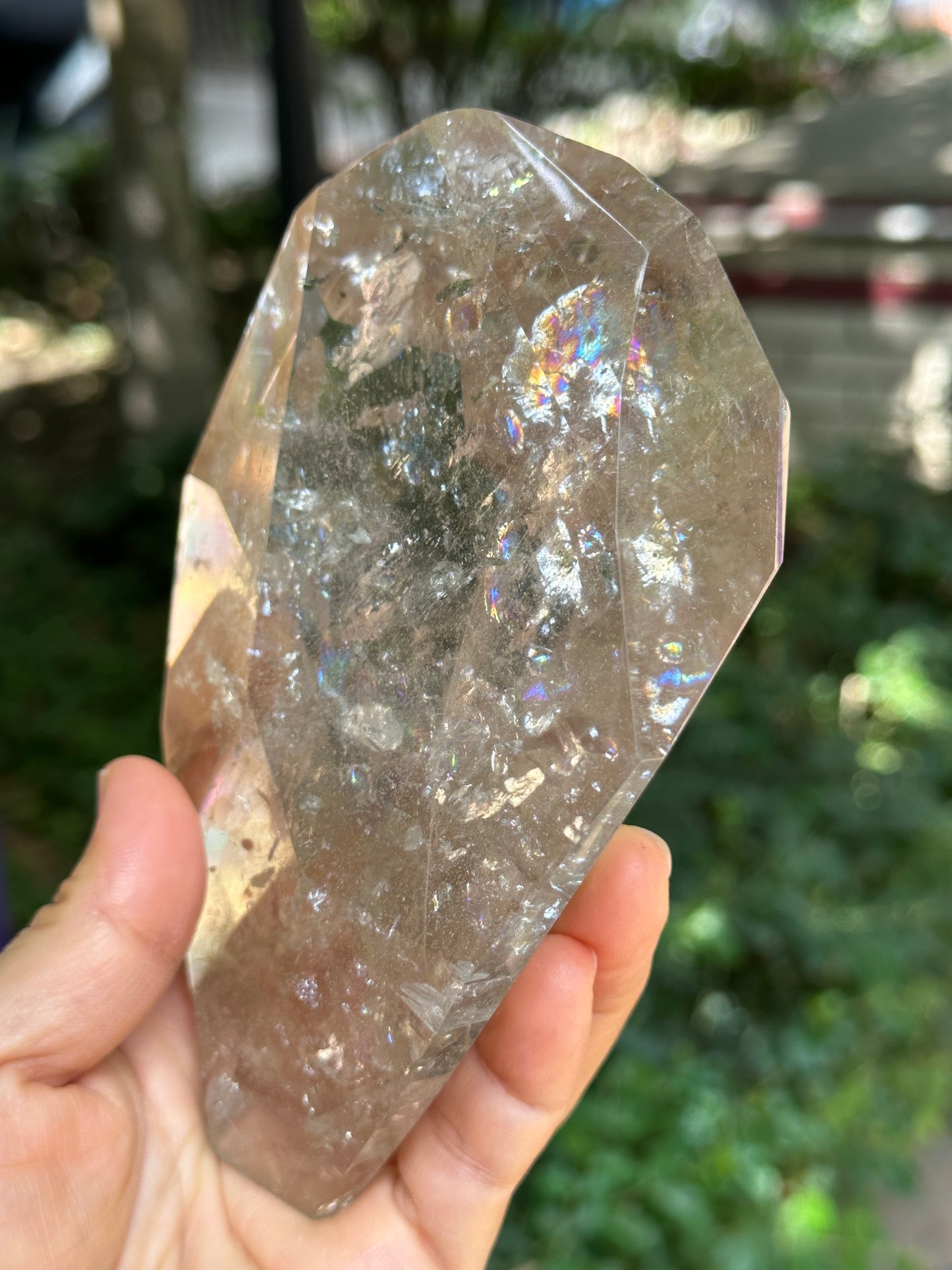 Rainbow Satyaloka Clear Azeztulite Smokey Quartz Crystal Chunk-Polished Himalayan Quartz/Special gift/Meditation Stone/Synergy 12 Stone-620g