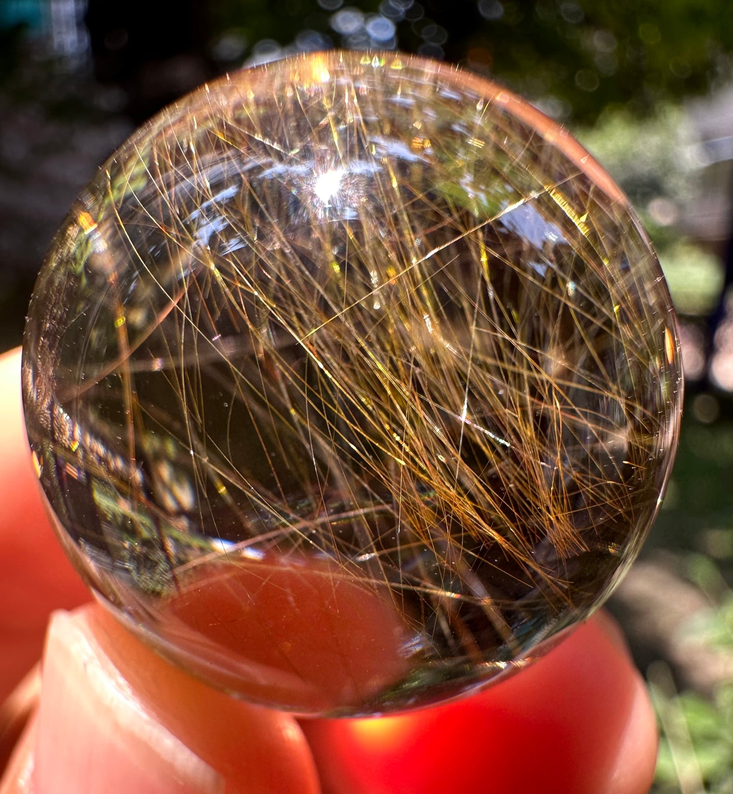 1.06” Natural 100%  Clear Golden Rutile Crystal Sphere/Rutilated Healing and Meditation quartz ball/Special gift/love 27mm 28 g