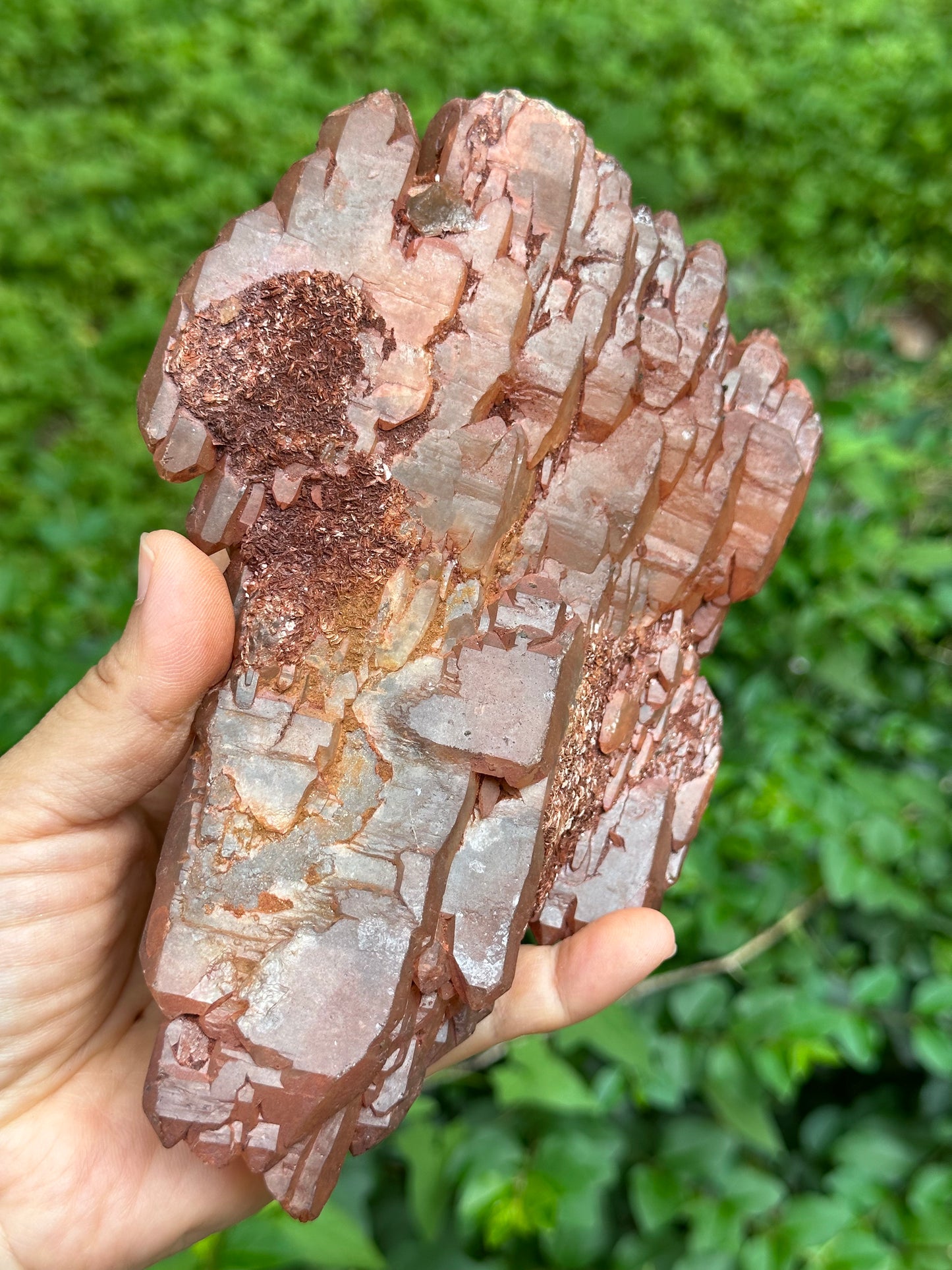 Rare Natural Double Terminated Hematite Elestial Strawberry Quartz Crystal Stone Decor/Old-mined Crystal Cluster/Mineral Specimen Collection/Red-999 g