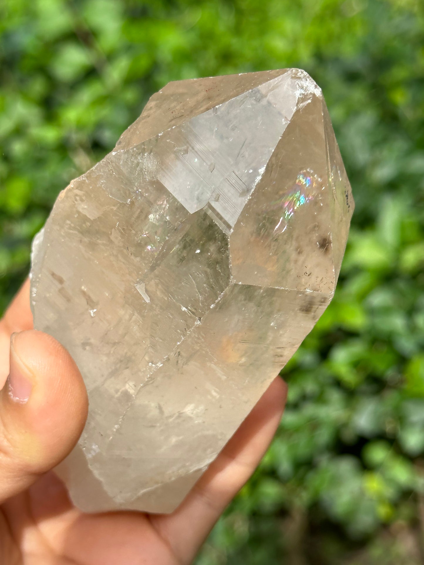 Clear Rainbow Mosaic Quartz Crystal Point