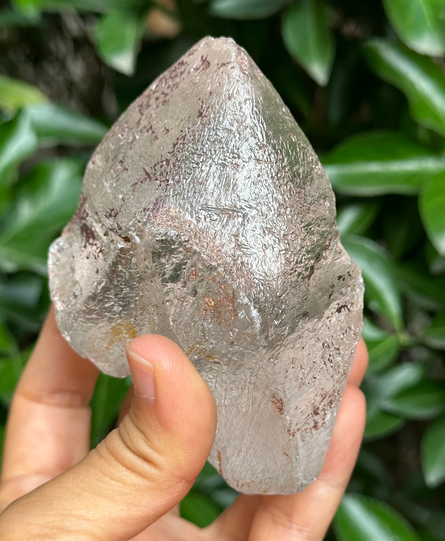 491 g Rare Record-keeper Himalayan Nirvana Crystal/Ice Clear Quartz Point/Self-healed Quartz Crystal from Tibet,Erosioned Crystal,Dissolution Quartz-88*83*60 mm  491 g