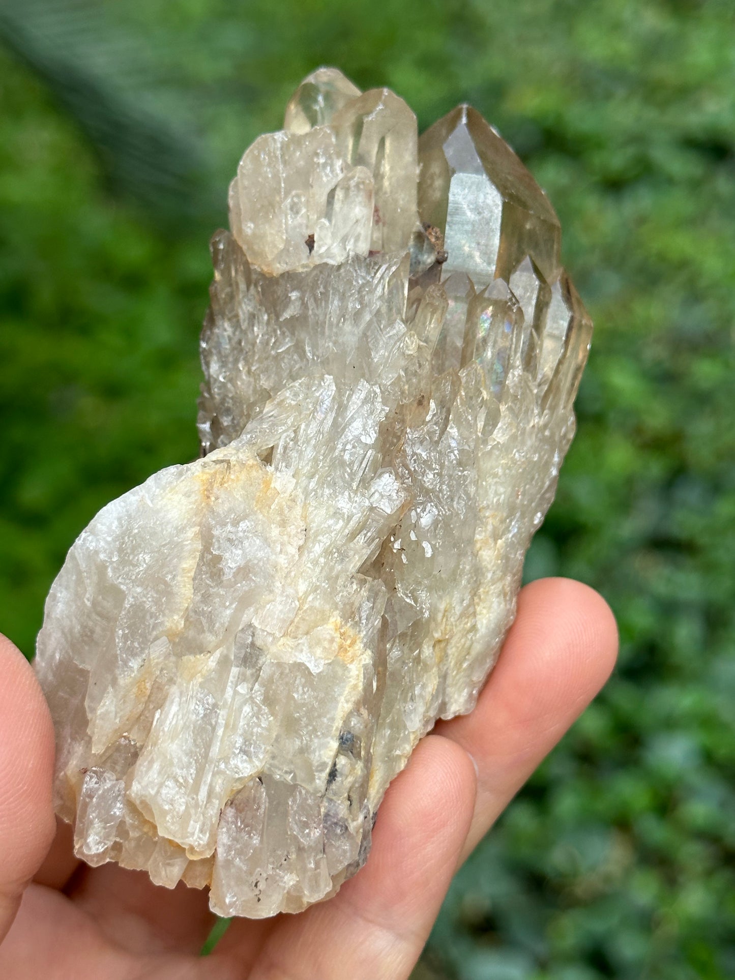 Natural Rainbow Castle Citrine  Quartz Crystal Cluster Point/Citrine Abundance Crystal Tower/Soulmate Twin Quartz Crystal-98*43*45 mm 215 g