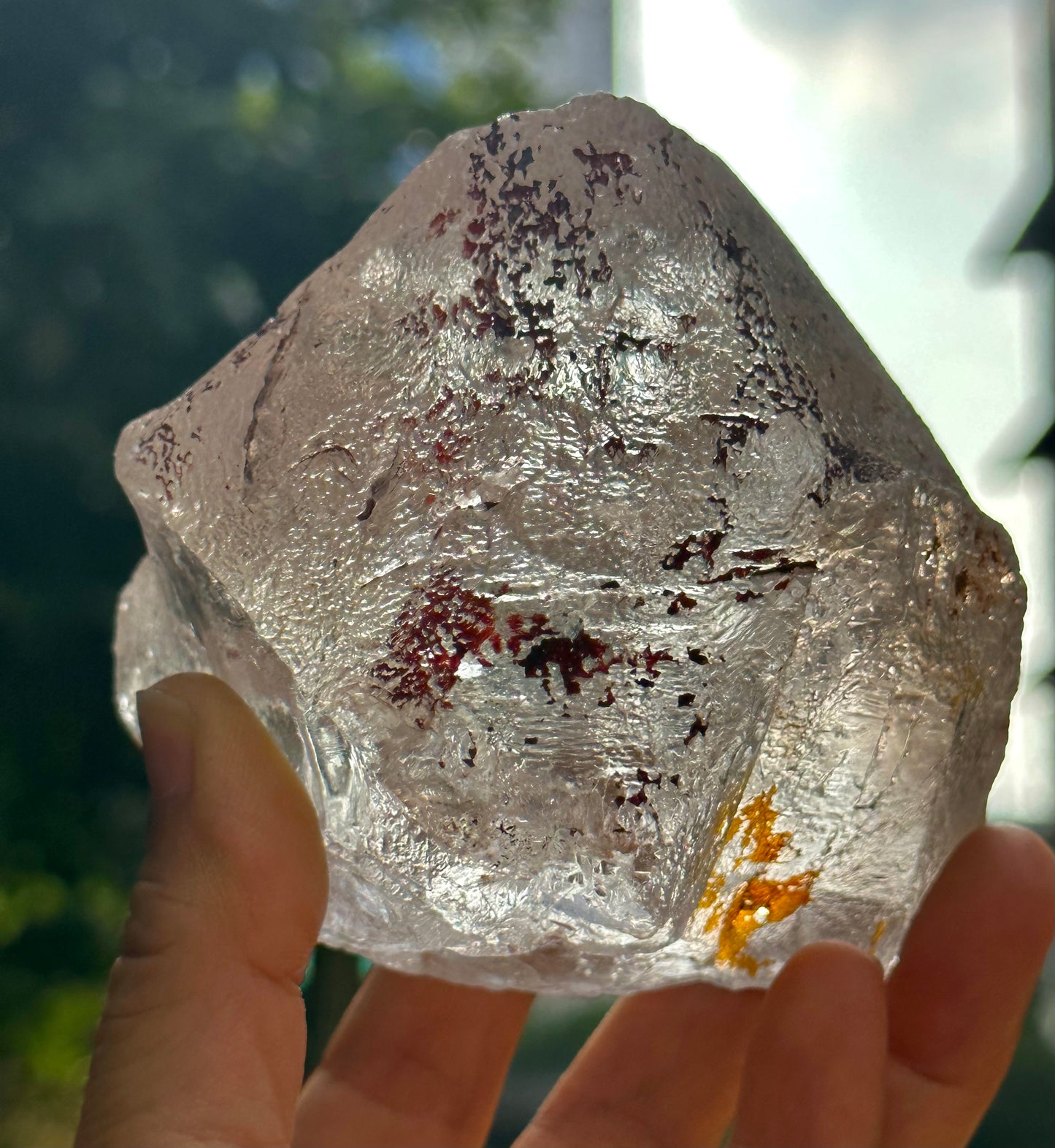 491 g Rare Record-keeper Himalayan Nirvana Crystal/Ice Clear Quartz Point/Self-healed Quartz Crystal from Tibet,Erosioned Crystal,Dissolution Quartz-88*83*60 mm  491 g